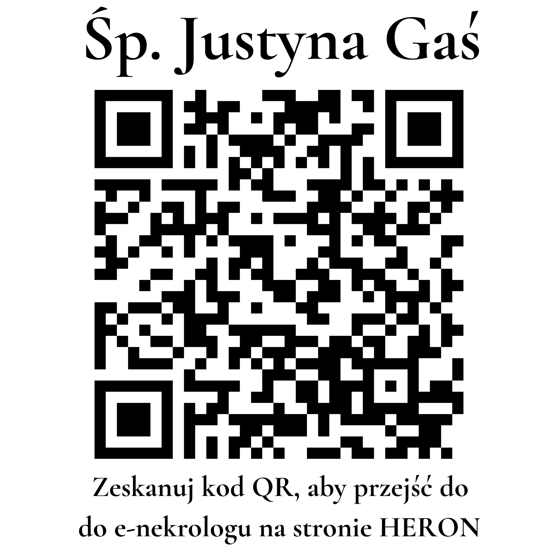 Kod QR do nekrologu Justyna Gaś