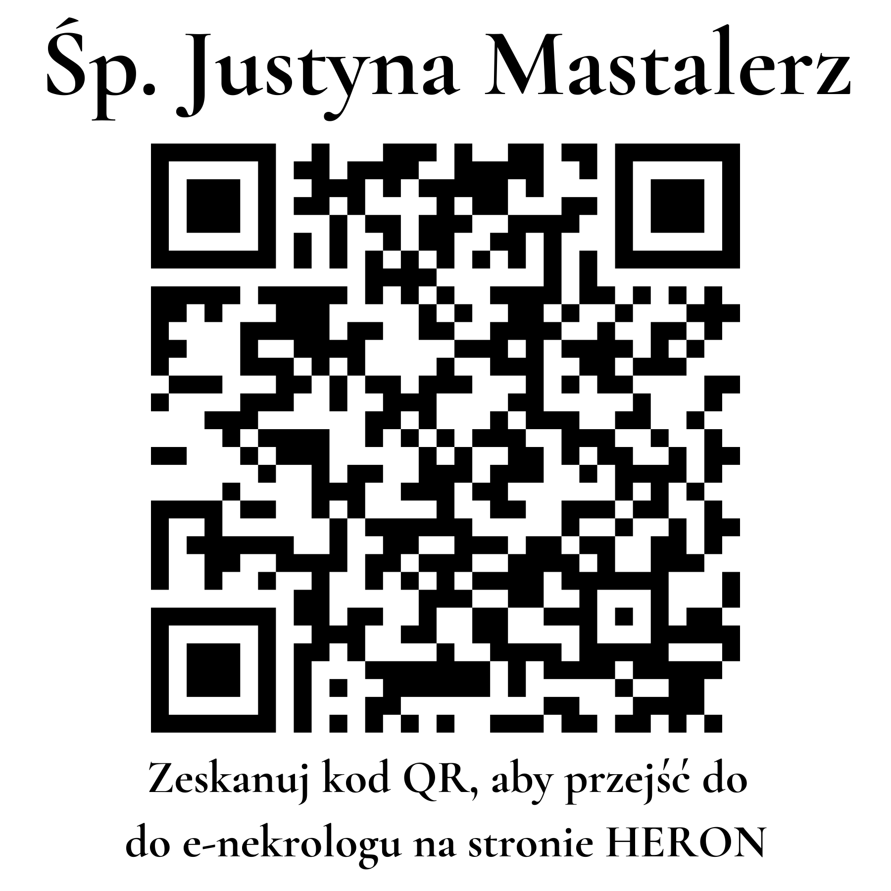 Kod QR do nekrologu Justyna Mastalerz