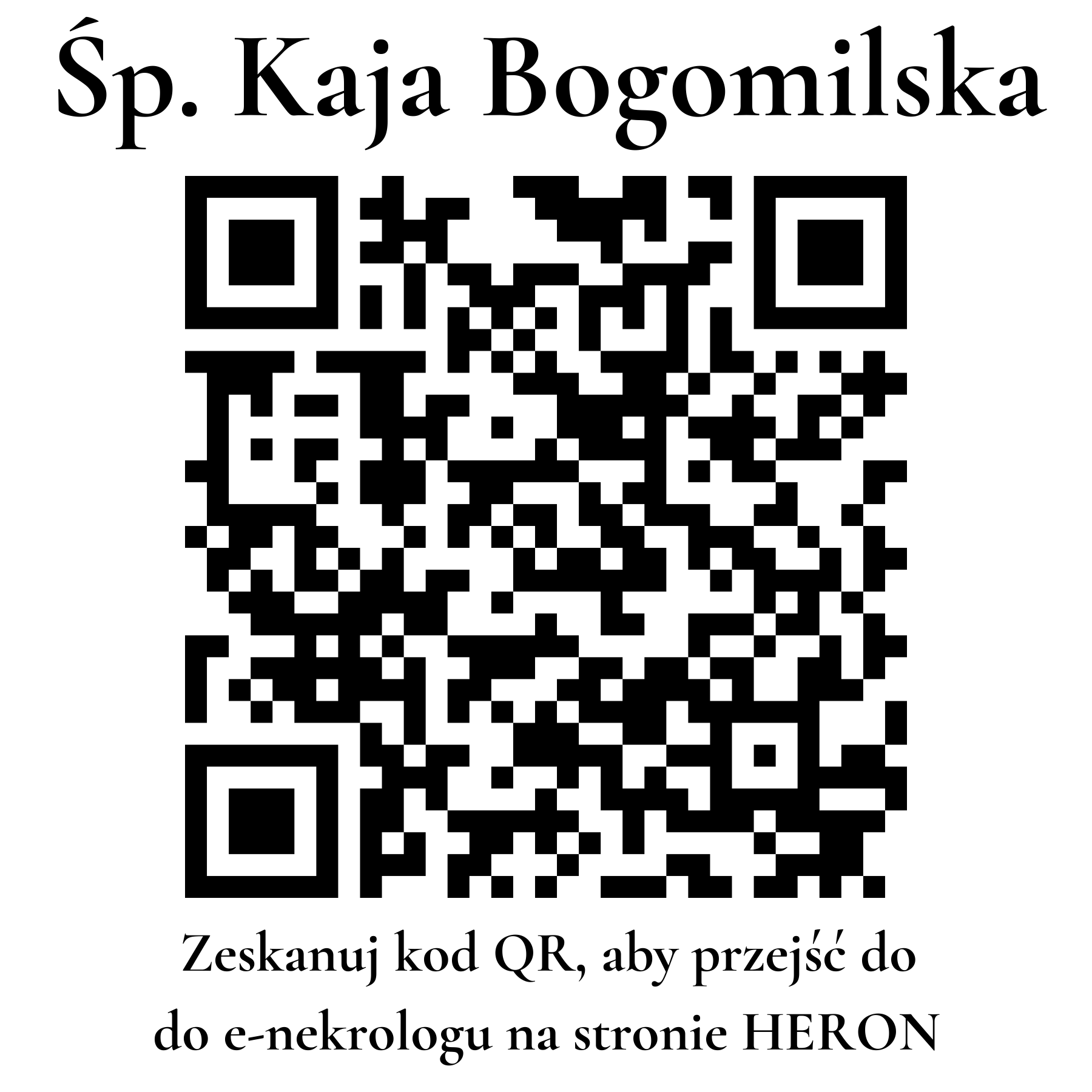 Kod QR do nekrologu Kaja Bogomilska Kod QR do nekrologu Kaja Bogomilska