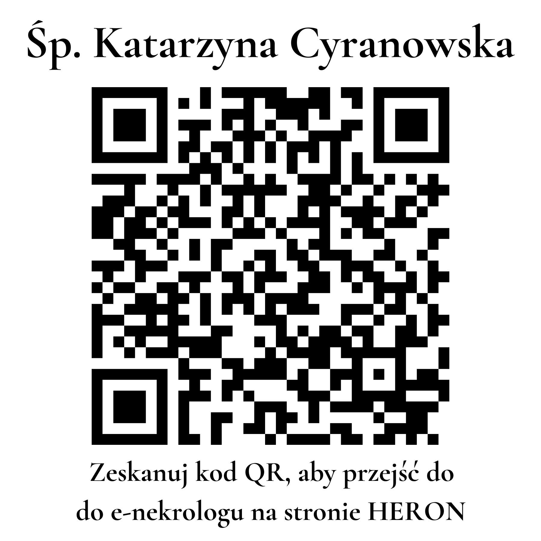 Kod QR do nekrologu Katarzyna Cyranowska Kod QR do nekrologu Katarzyna Cyranowska