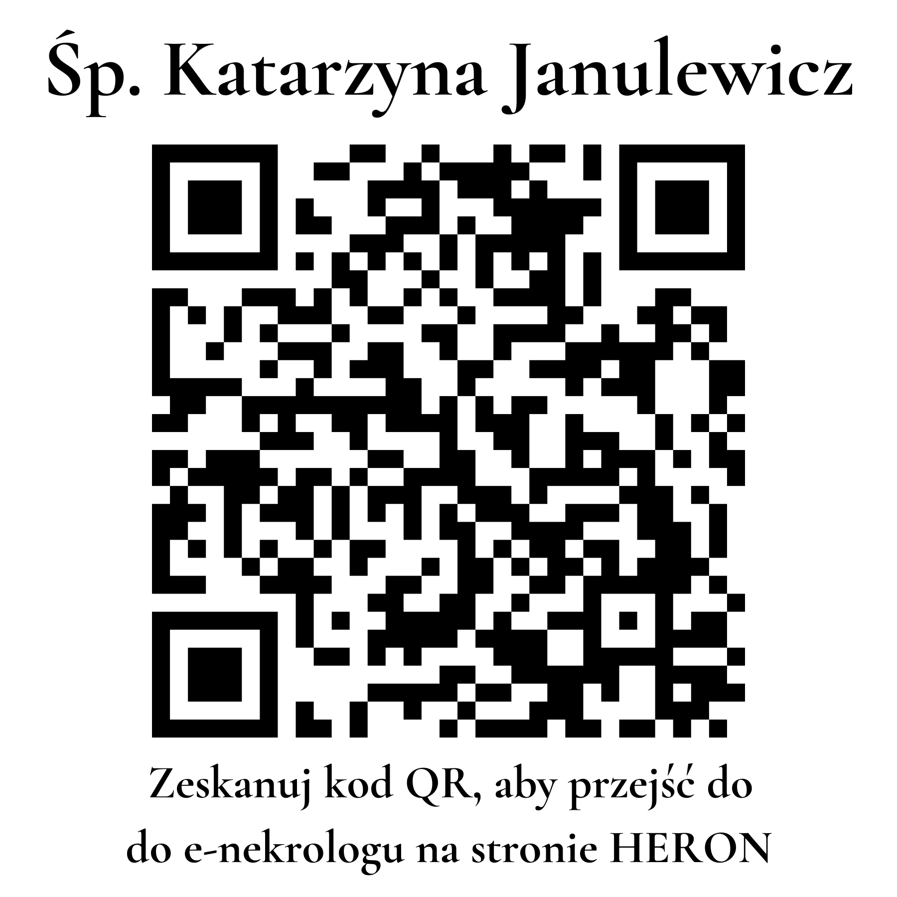 Kod QR do nekrologu Katarzyna Janulewicz Kod QR do nekrologu Katarzyna Janulewicz