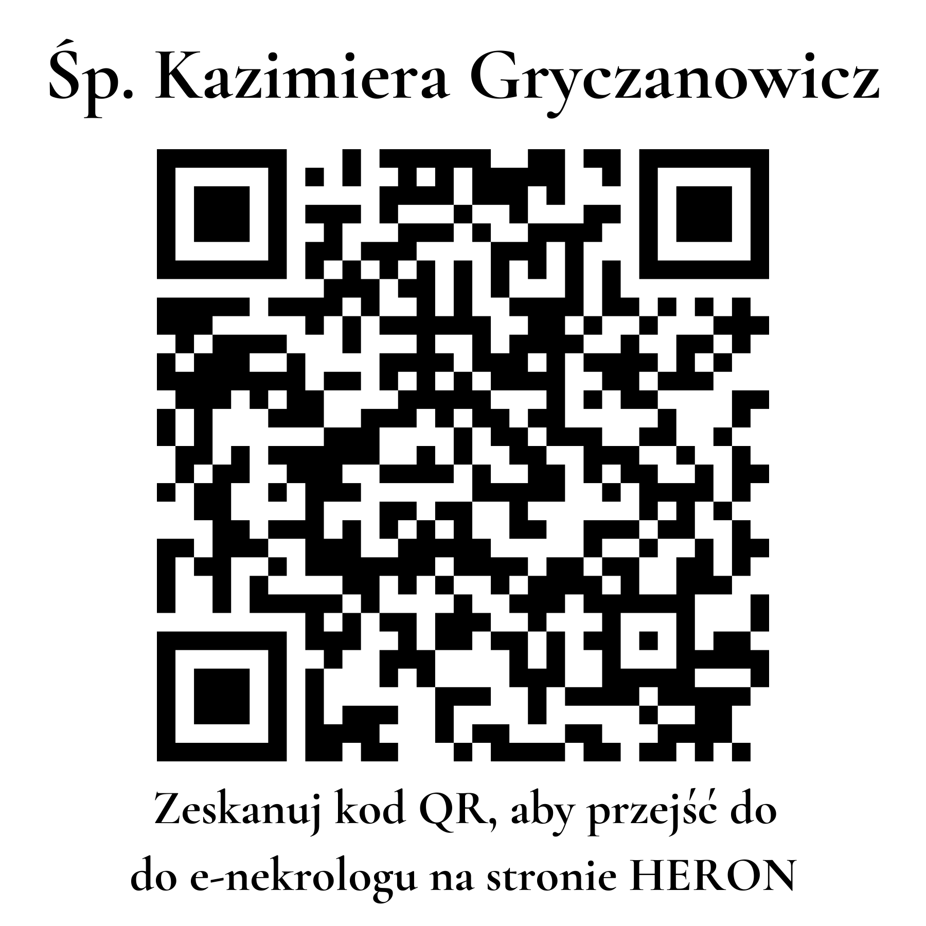 Kod QR do nekrologu Kazimiera Gryczanowicz