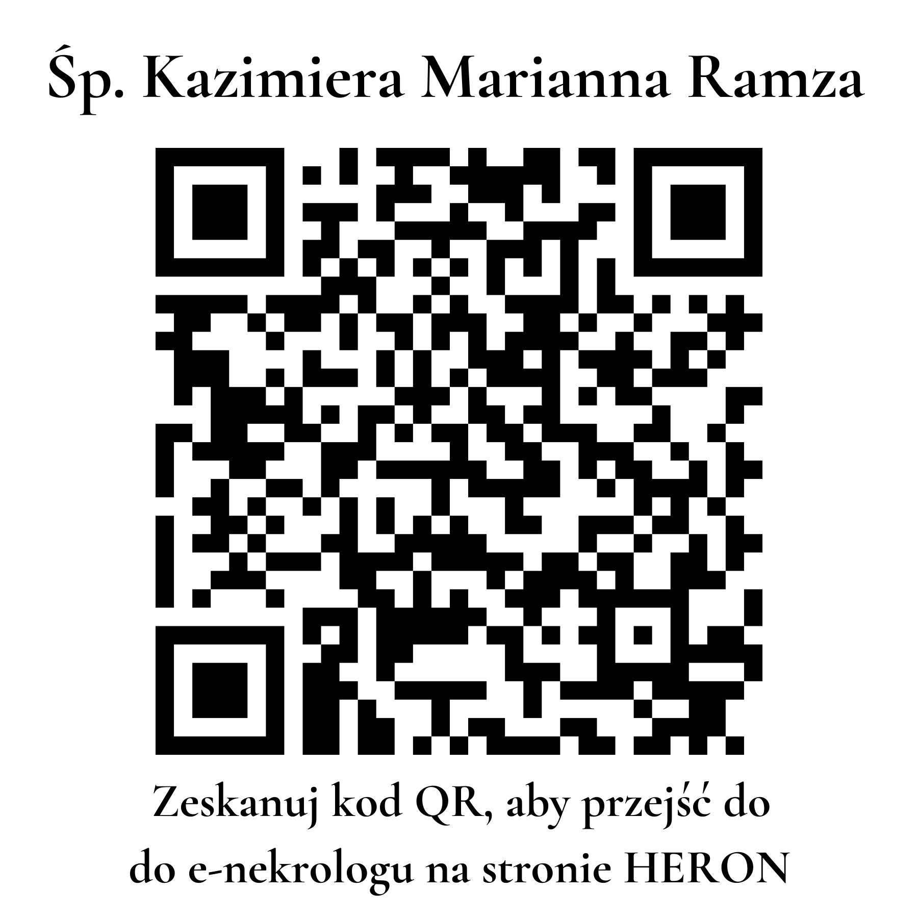 Kod QR do nekrologu Kazimiera Marianna Ramza Kod QR do nekrologu Kazimiera Marianna Ramza