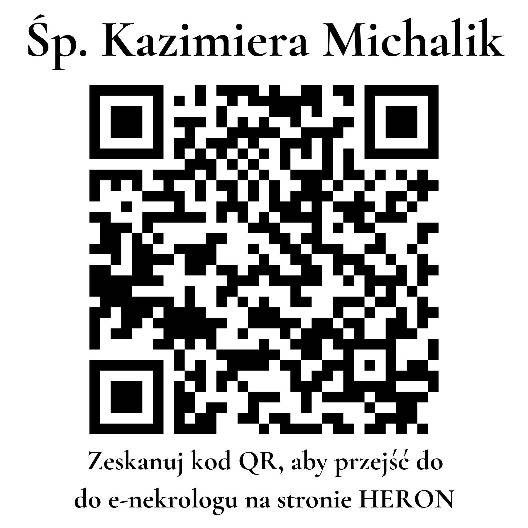 Kod QR do nekrologu Kazimiera Michalik
