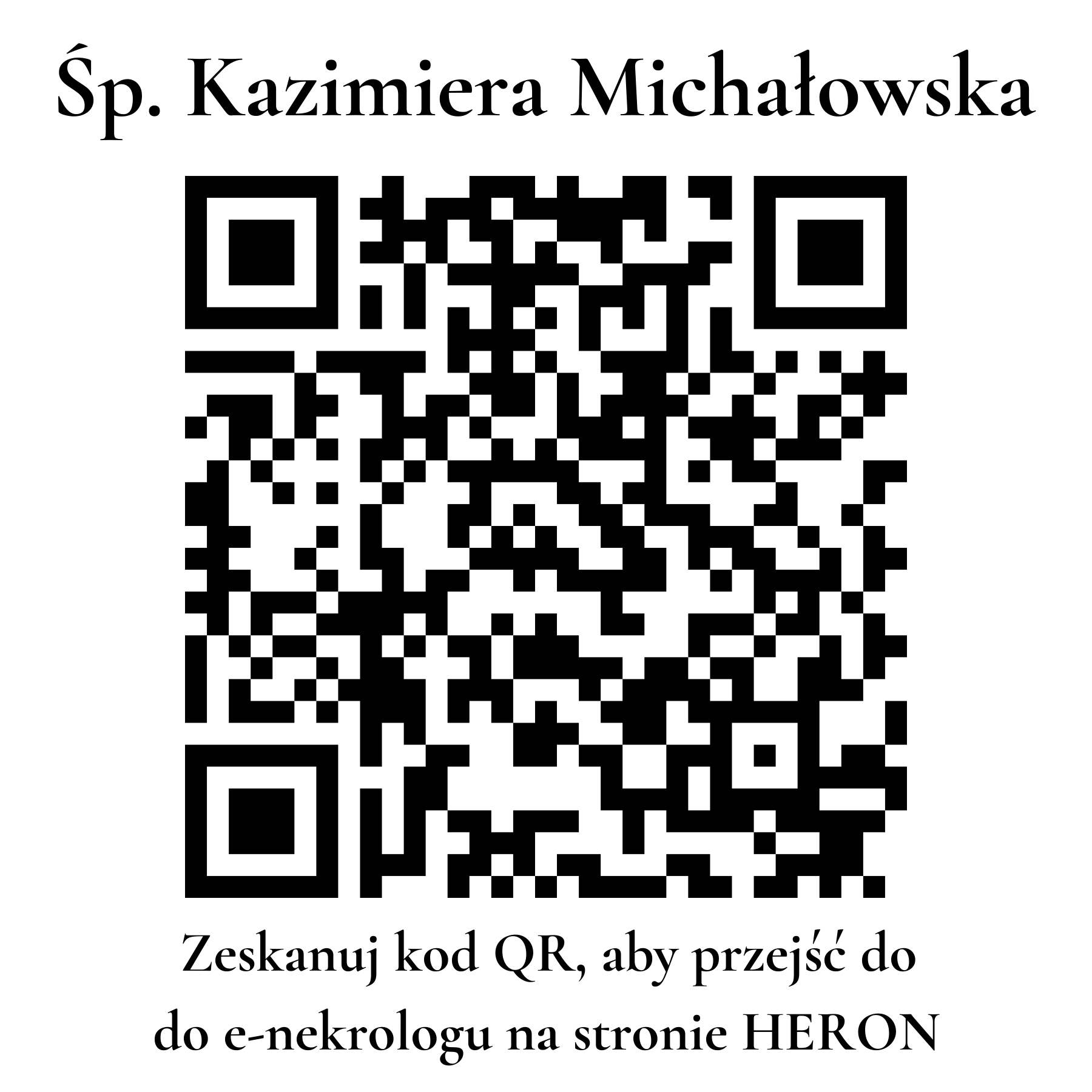 Kod QR do nekrologu Kazimiera Michałowska