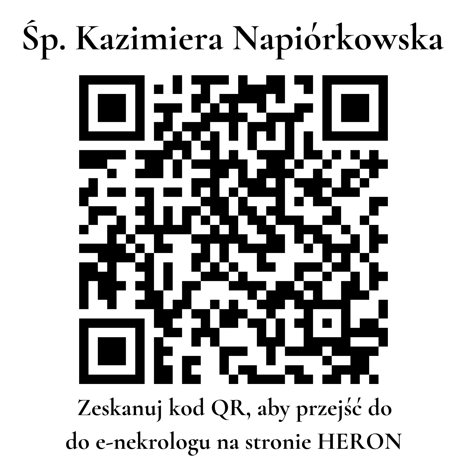 Kod QR do nekrologu Kazimiera Napiórkowska Kod QR do nekrologu Kazimiera Napiórkowska