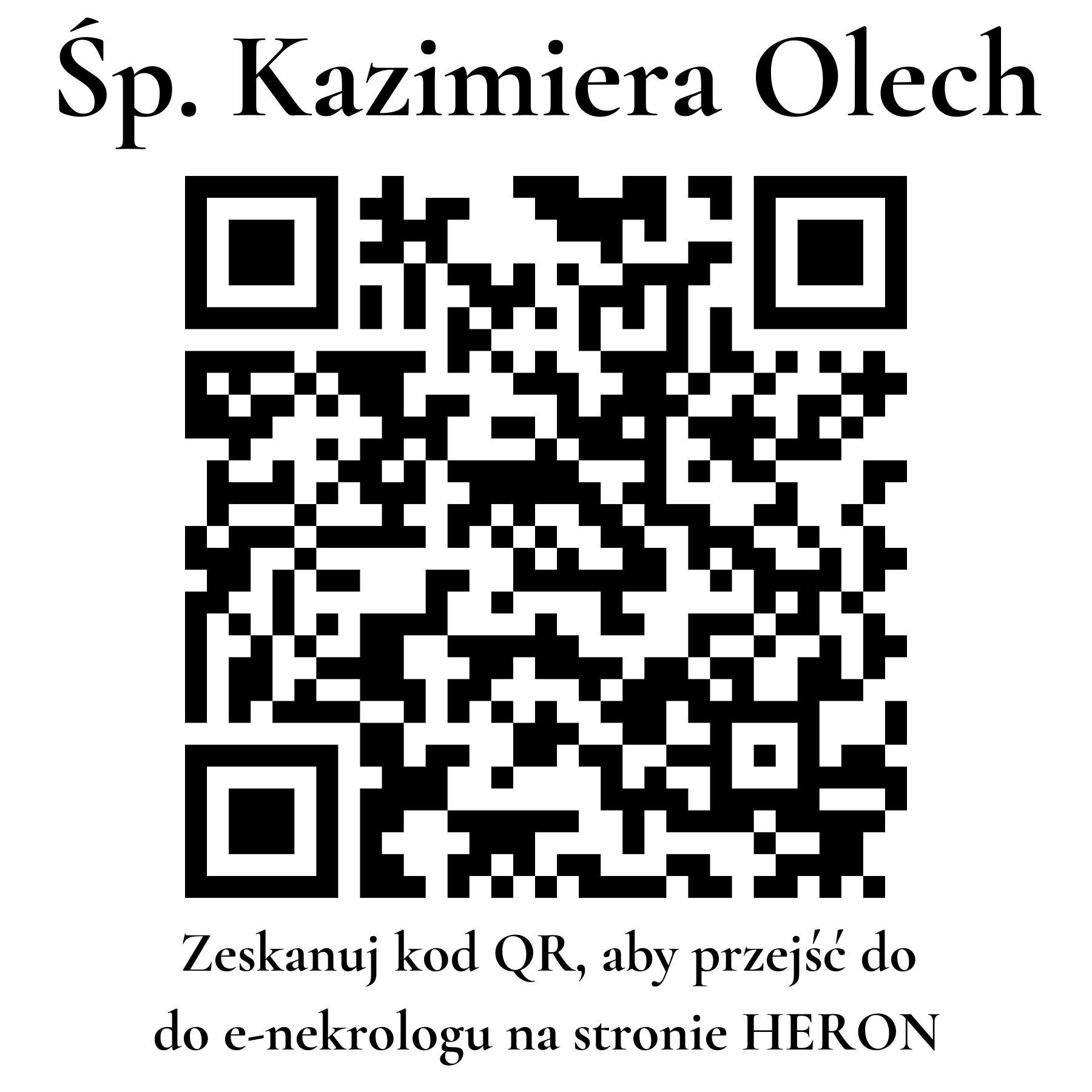 Kod QR do nekrologu Kazimiera Olech Kod QR do nekrologu Kazimiera Olech