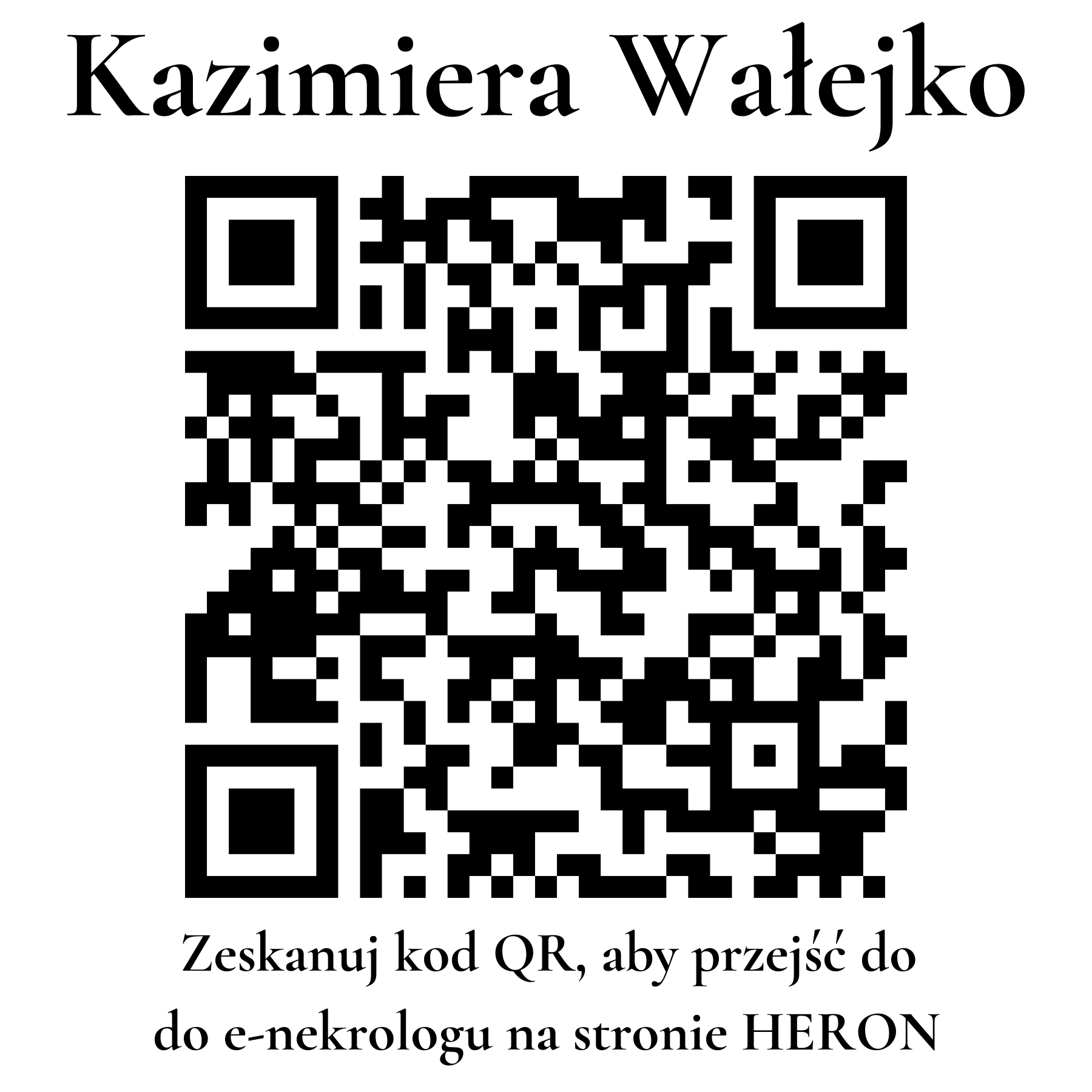 Kod QR do nekrologu Kazimiera Wałejko Kod QR do nekrologu Kazimiera Wałejko