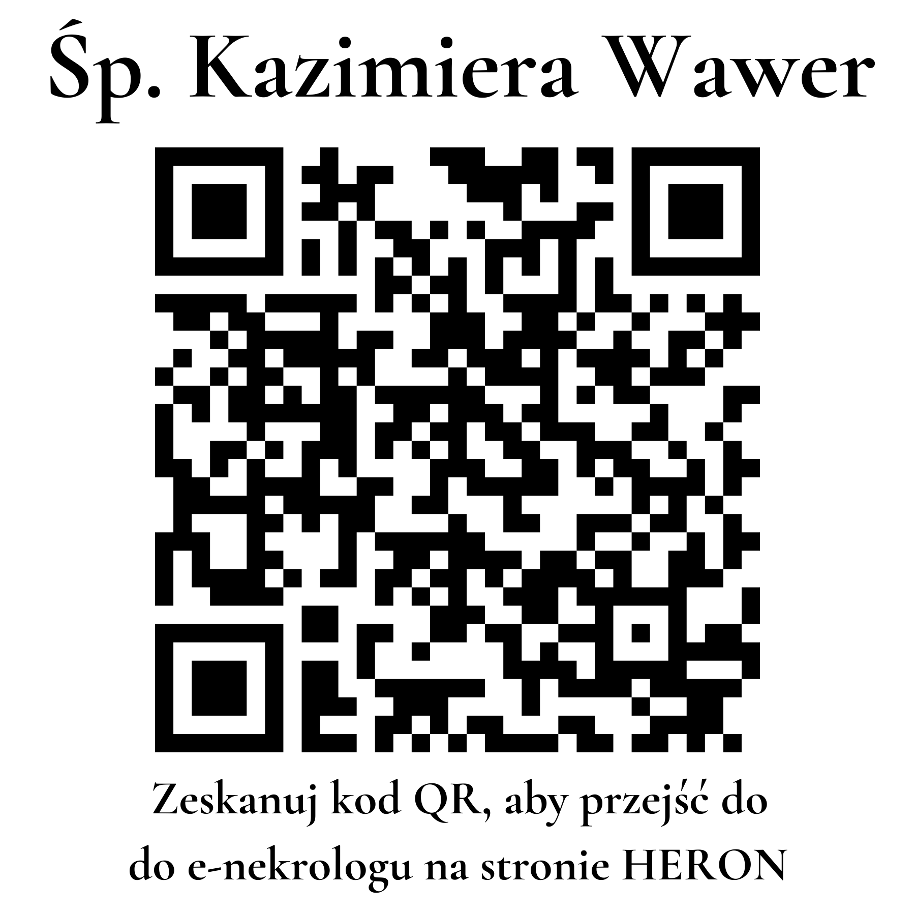 Kod QR do nekrologu Kazimiera Wawer