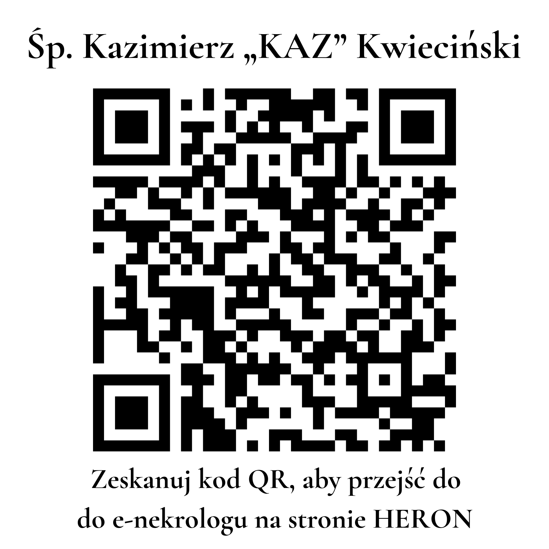 Kod QR do nekrologu Kazimierz „KAZ” Kwieciński