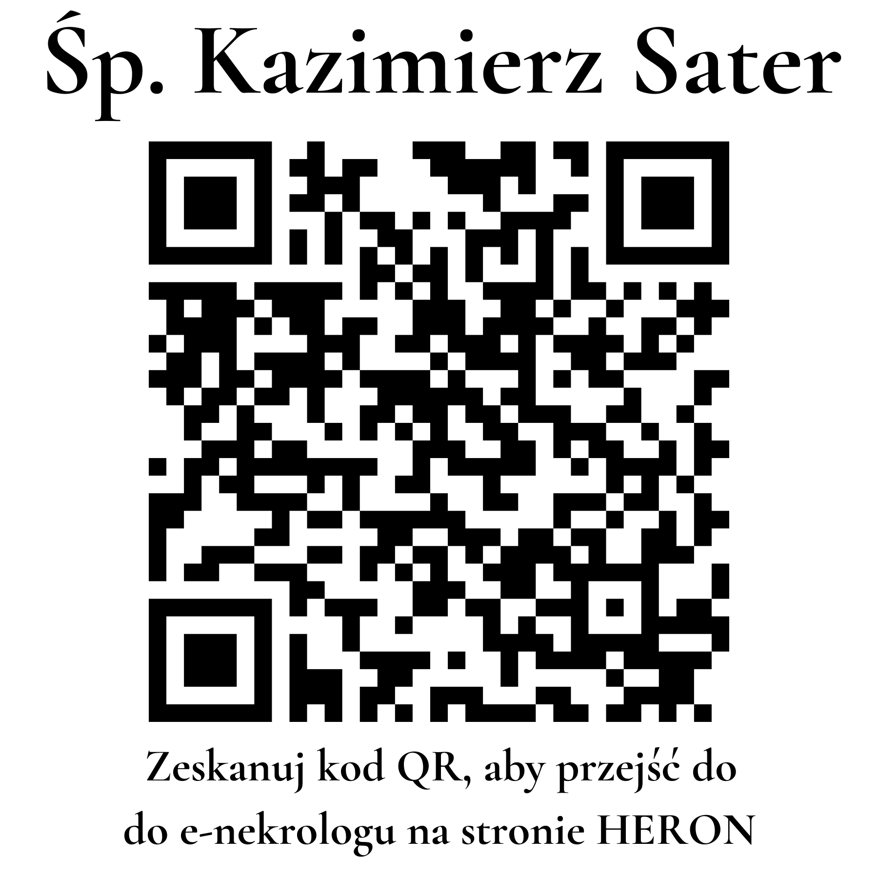 Kod QR do nekrologu Kazimierz Sater Kod QR do nekrologu Kazimierz Sater