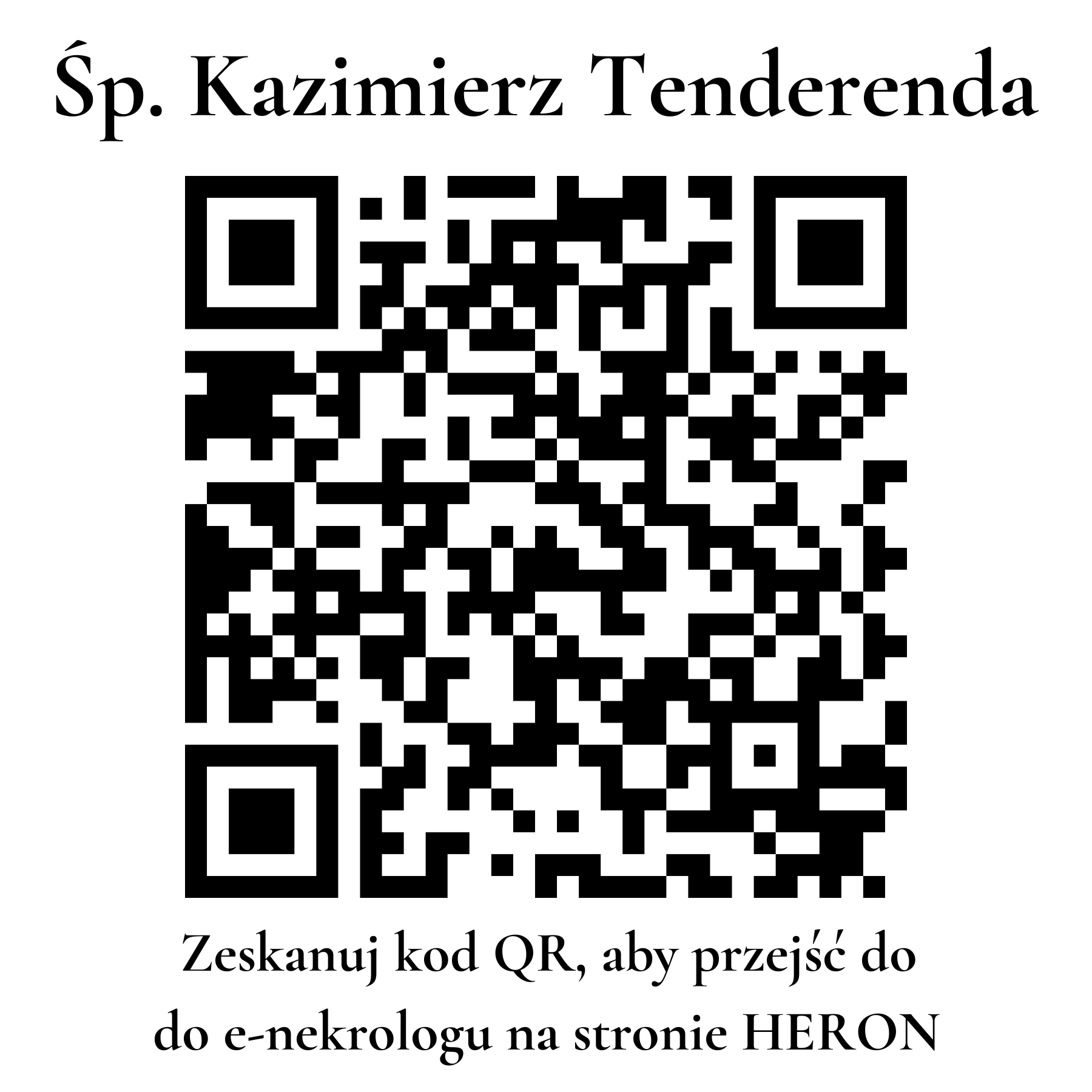 Kod QR do nekrologu Kazimierz Tenderenda Kod QR do nekrologu Kazimierz Tenderenda