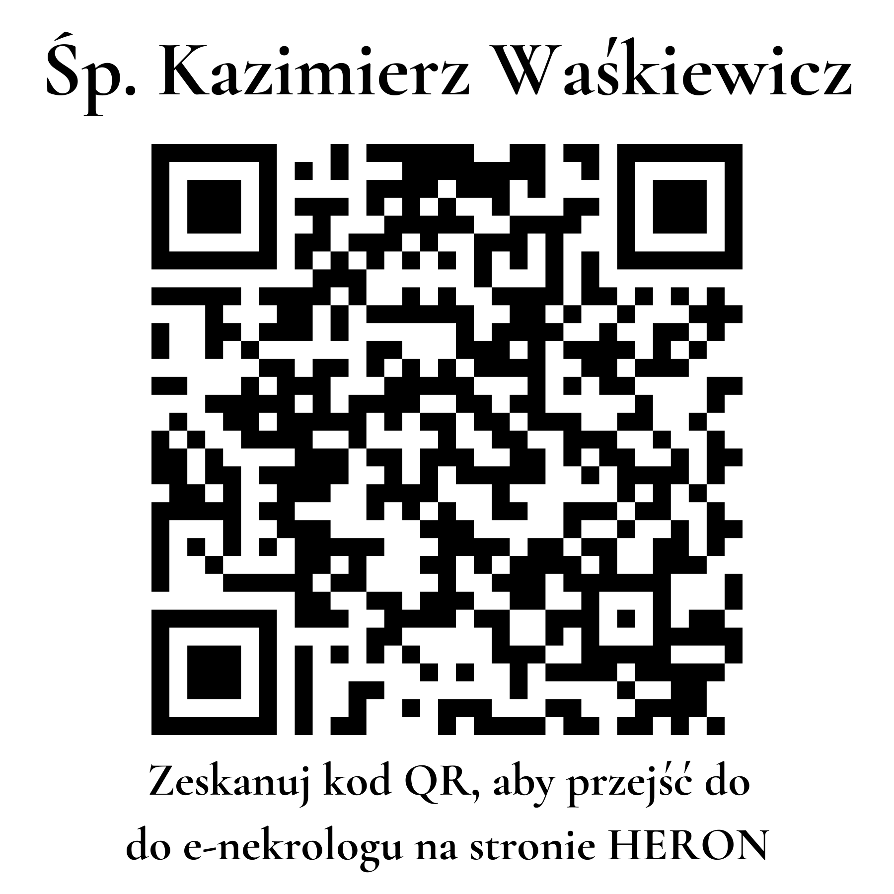 Kod QR do nekrologu Kazimierz Waśkiewicz Kod QR do nekrologu Kazimierz Waśkiewicz