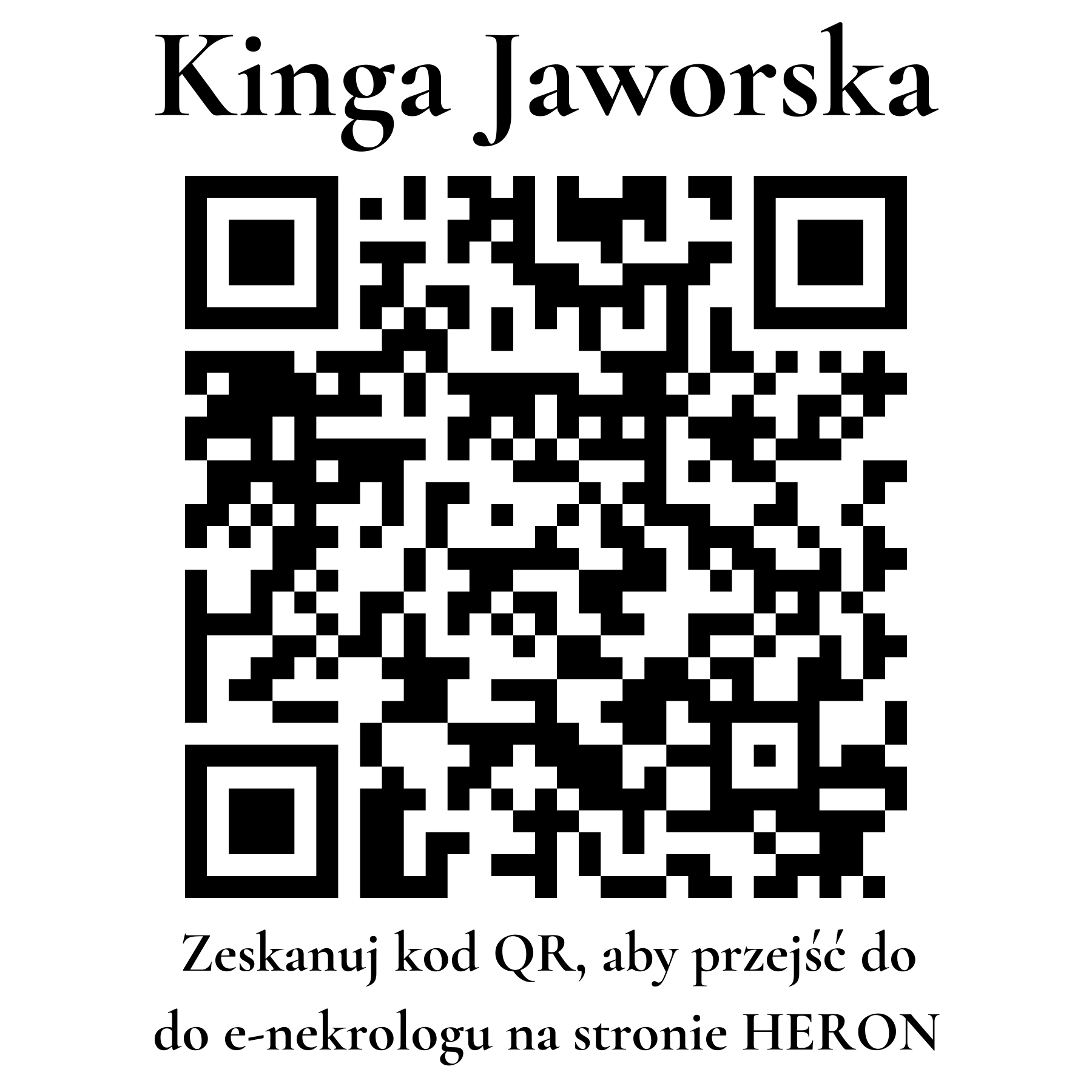 Kod QR do nekrologu Kinga Jaworska Kod QR do nekrologu Kinga Jaworska