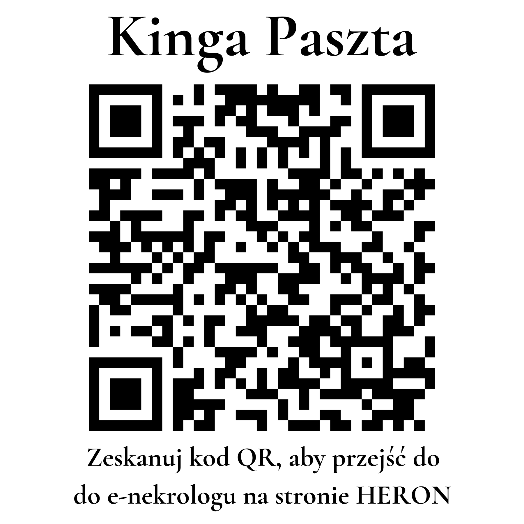 Kod QR do nekrologu Kinga Paszta