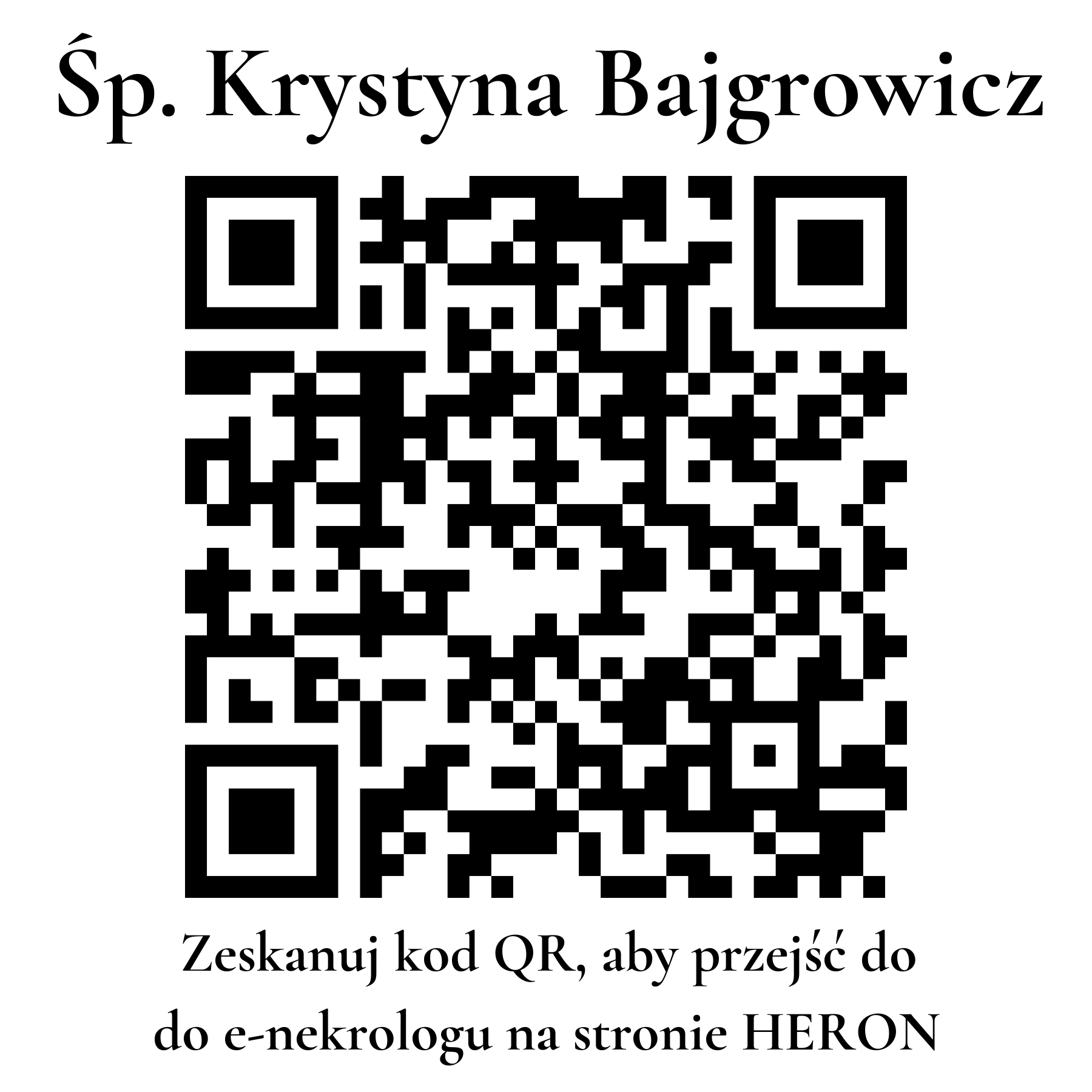 Kod QR do nekrologu Krystyna Bajgrowicz