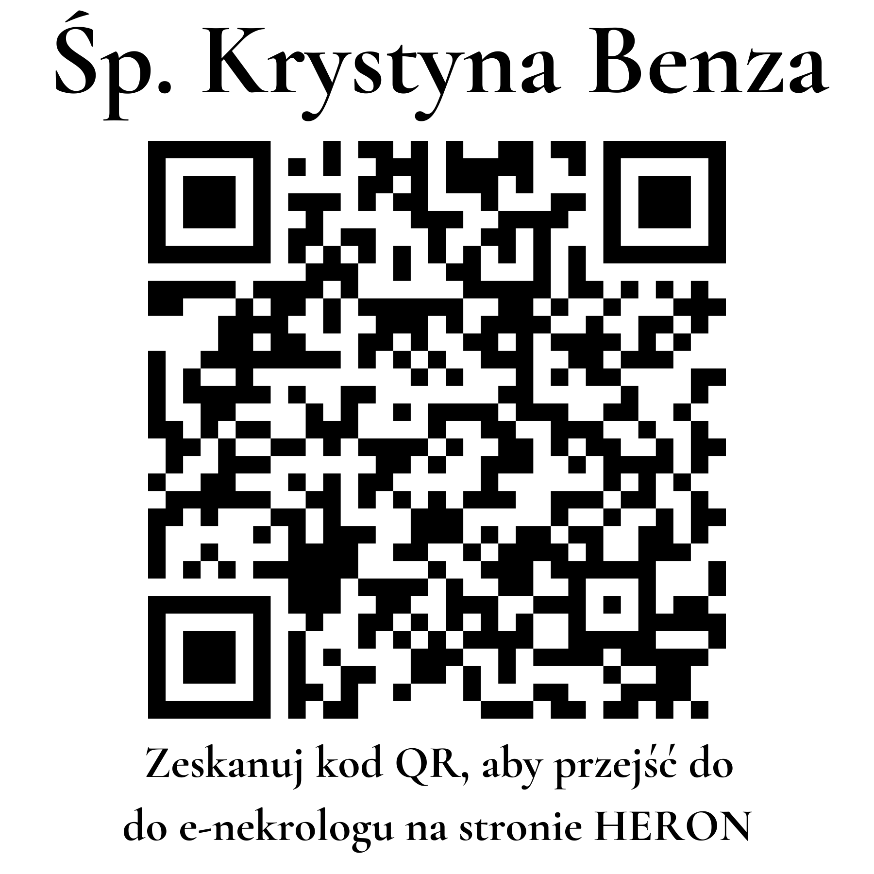 Kod QR do nekrologu Krystyna Benza Kod QR do nekrologu Krystyna Benza