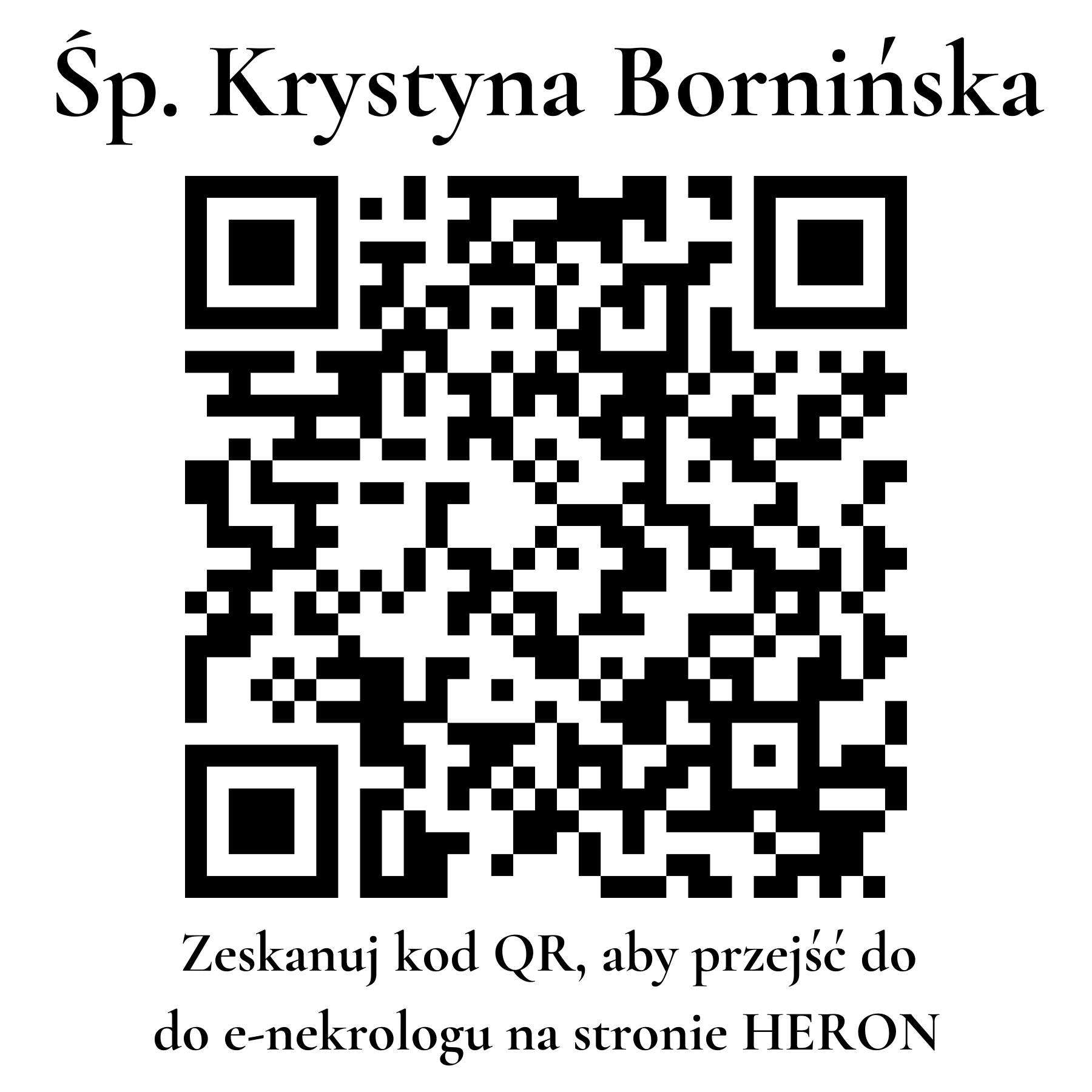 Kod QR do nekrologu Krystyna Bornińska Kod QR do nekrologu Krystyna Bornińska