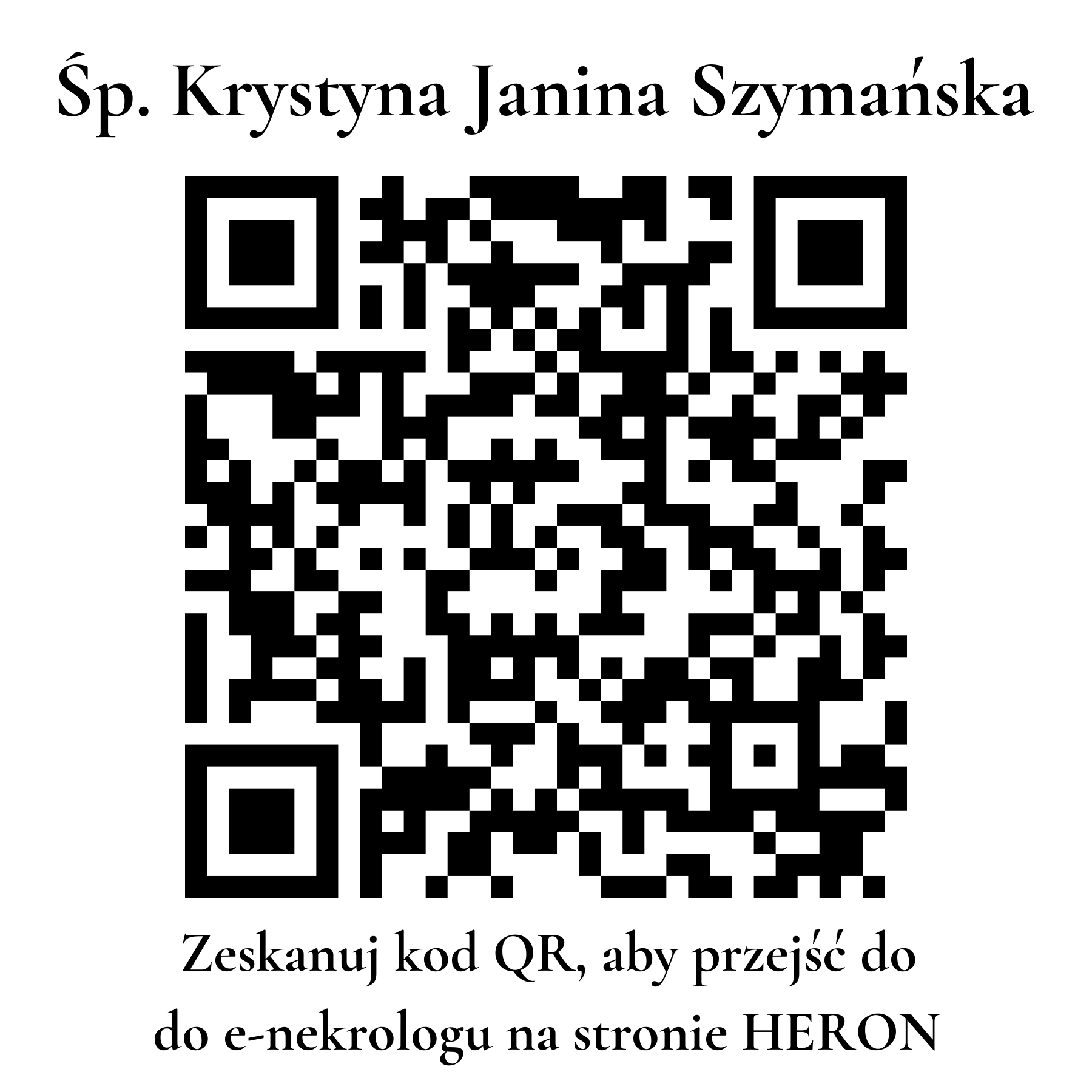 Kod QR do nekrologu Krystyna Janina Szymańska Kod QR do nekrologu Krystyna Janina Szymańska