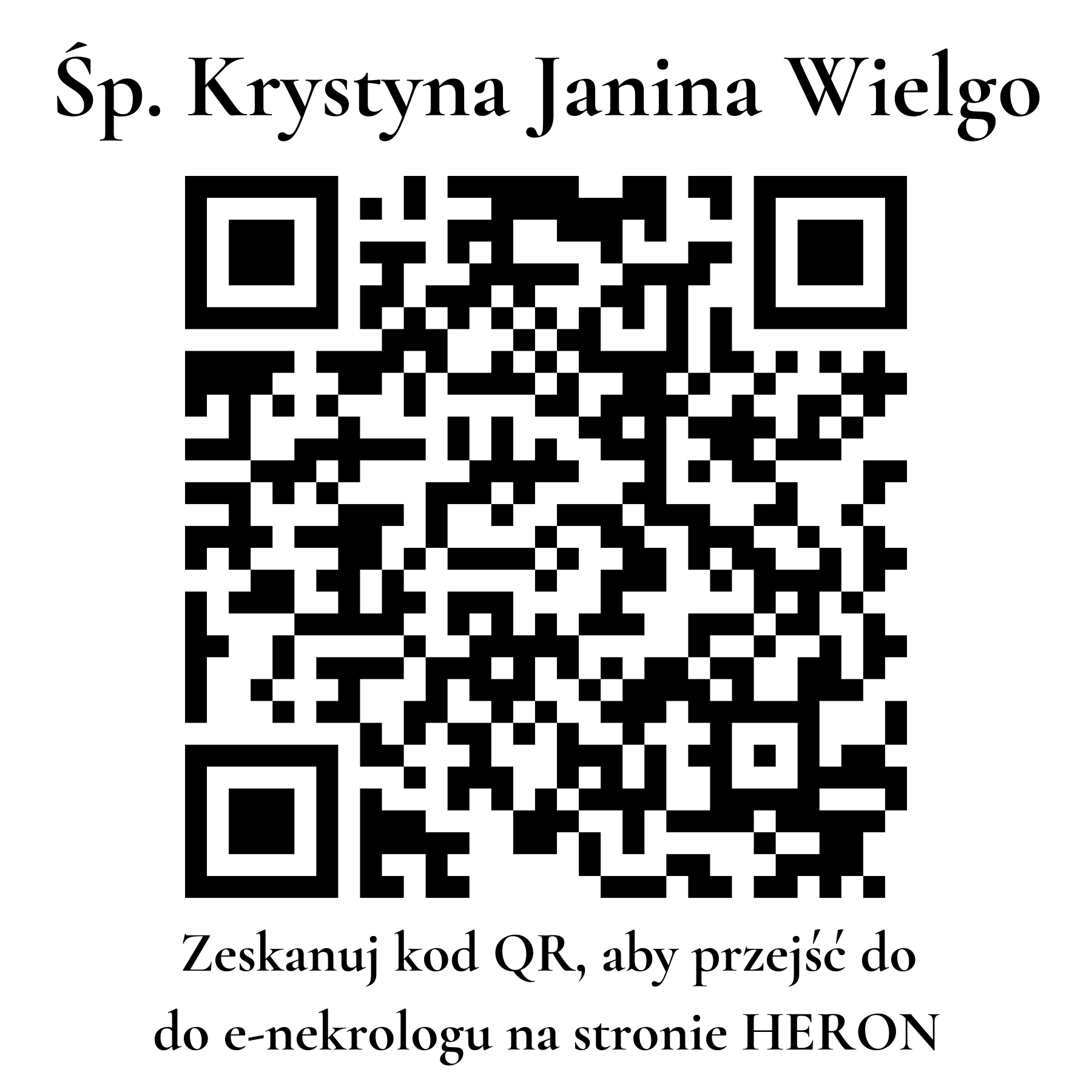 Kod QR do nekrologu Krystyna Janina Wielgo Kod QR do nekrologu Krystyna Janina Wielgo
