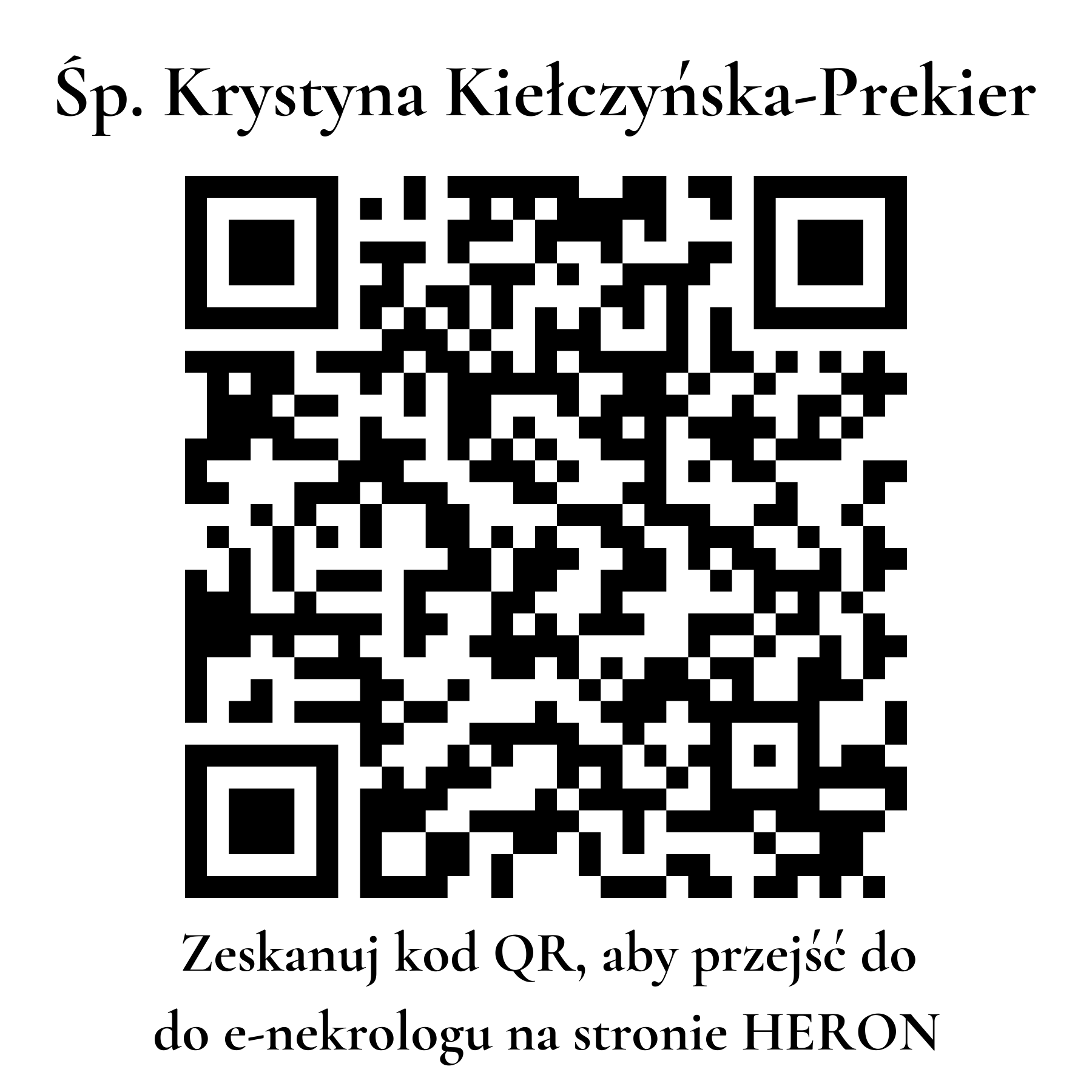 Kod QR do nekrologu Krystyna Kiełczyńska-Prekier Kod QR do nekrologu Krystyna Kiełczyńska-Prekier