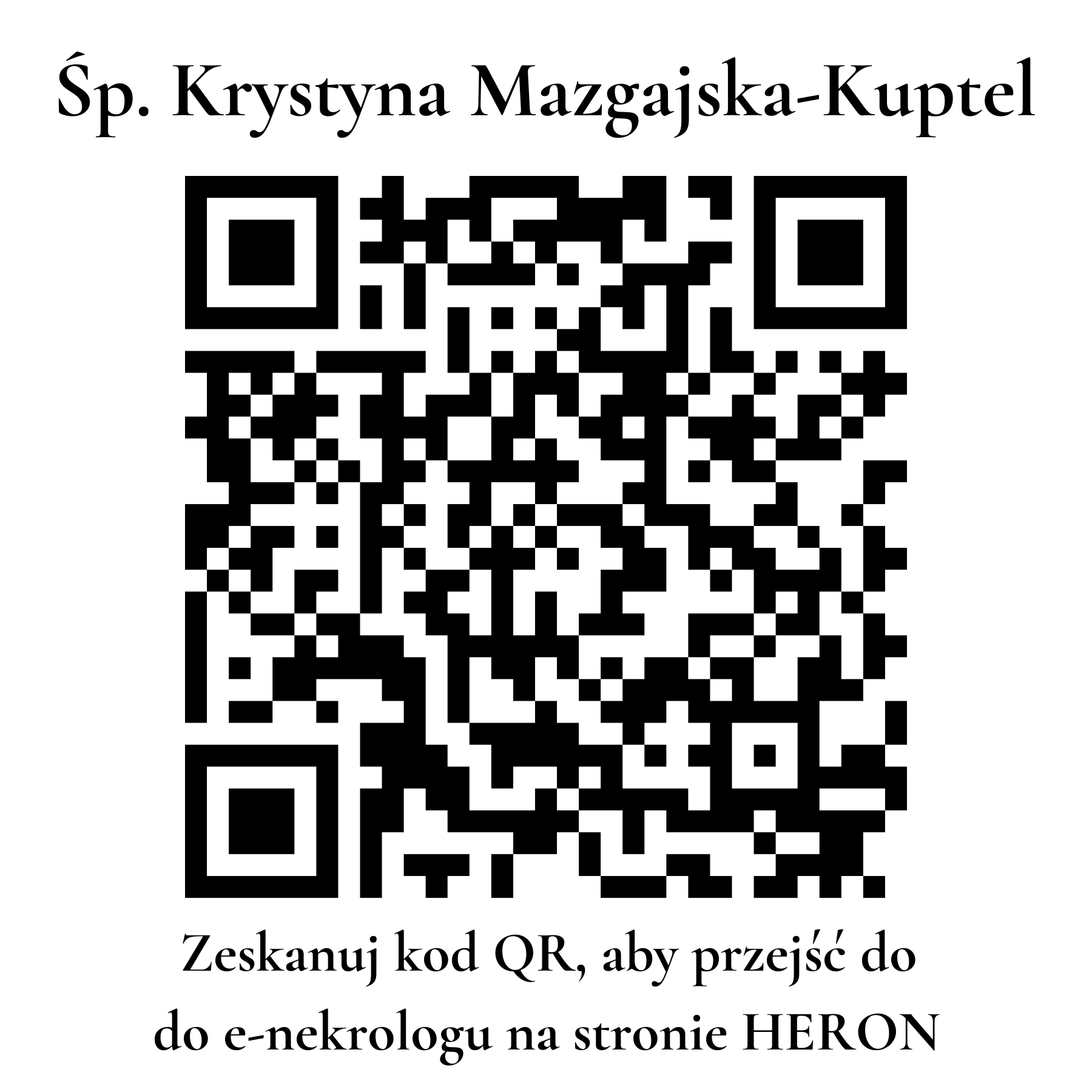 Kod QR do nekrologu Krystyna Mazgajska-Kuptel