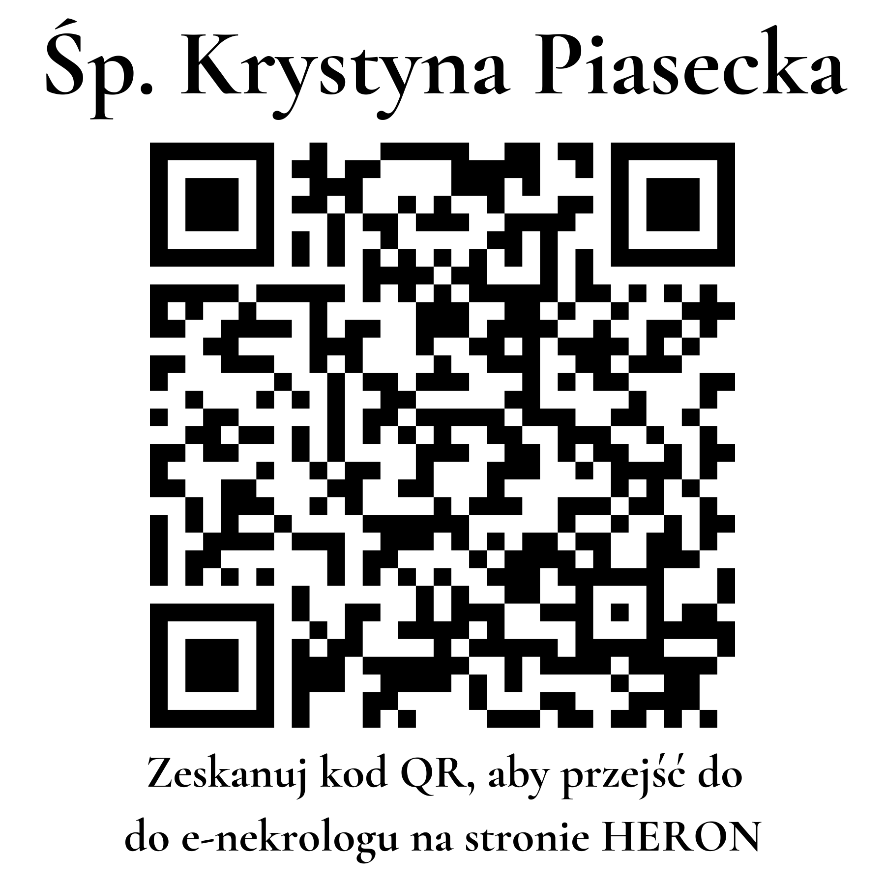 Kod QR do nekrologu Krystyna Piasecka Kod QR do nekrologu Krystyna Piasecka