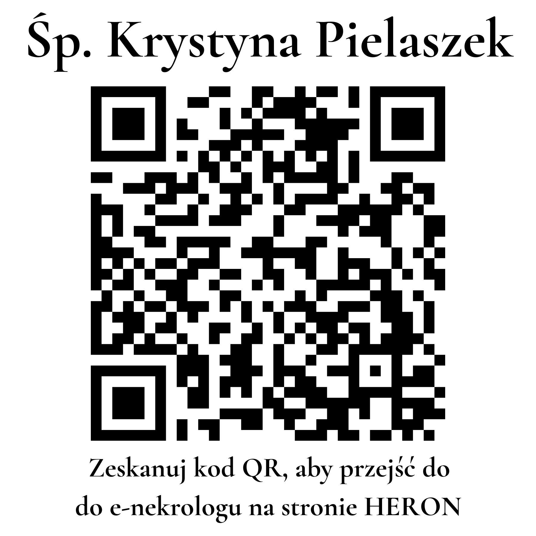 Kod QR do nekrologu Krystyna Pielaszek Kod QR do nekrologu Krystyna Pielaszek