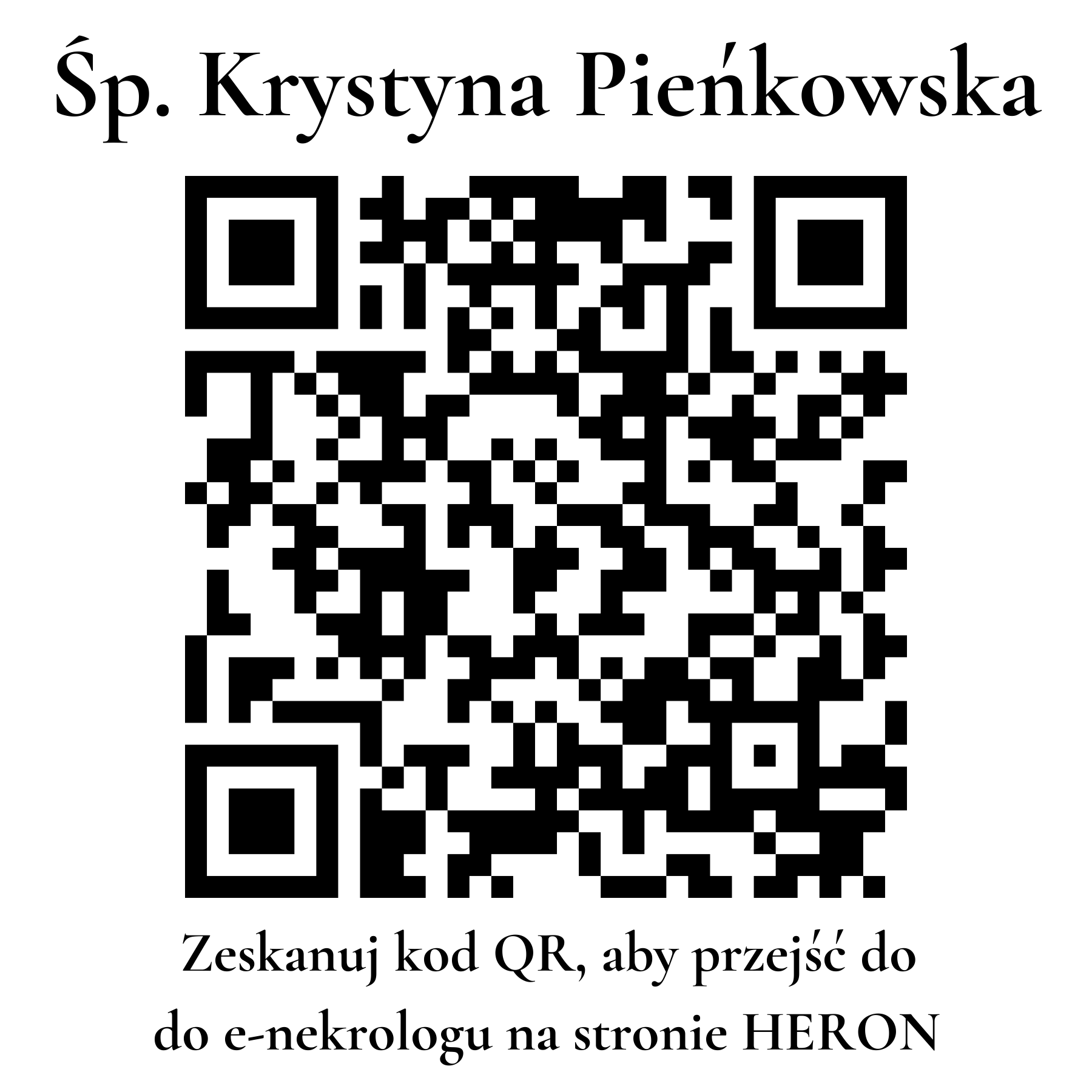 Kod QR do nekrologu Krystyna Pieńkowska Kod QR do nekrologu Krystyna Pieńkowska