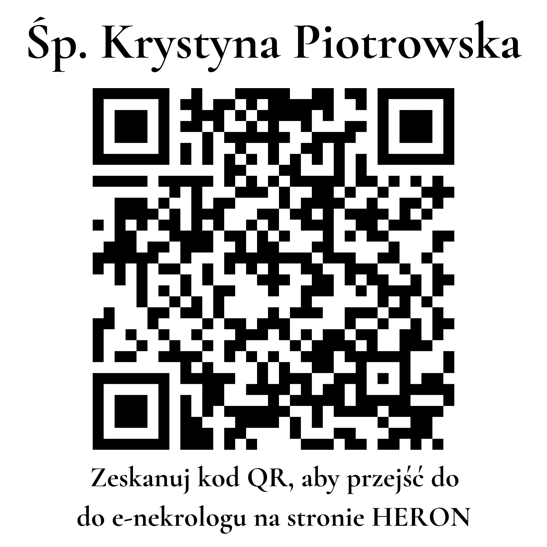 Kod QR do nekrologu Krystyna Piotrowska Kod QR do nekrologu Krystyna Piotrowska
