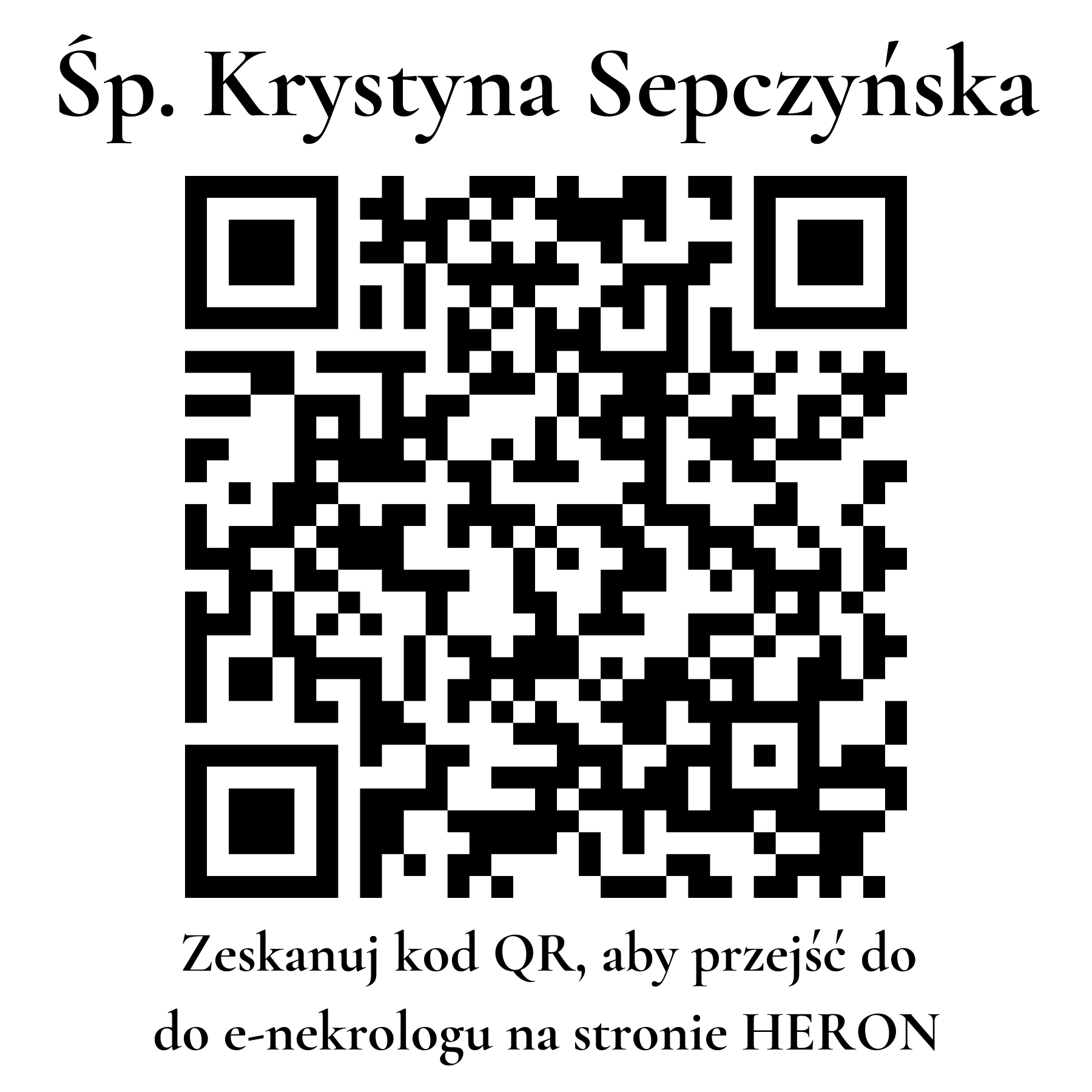 Kod QR do nekrologu Krystyna Sepczyńska Kod QR do nekrologu Krystyna Sepczyńska