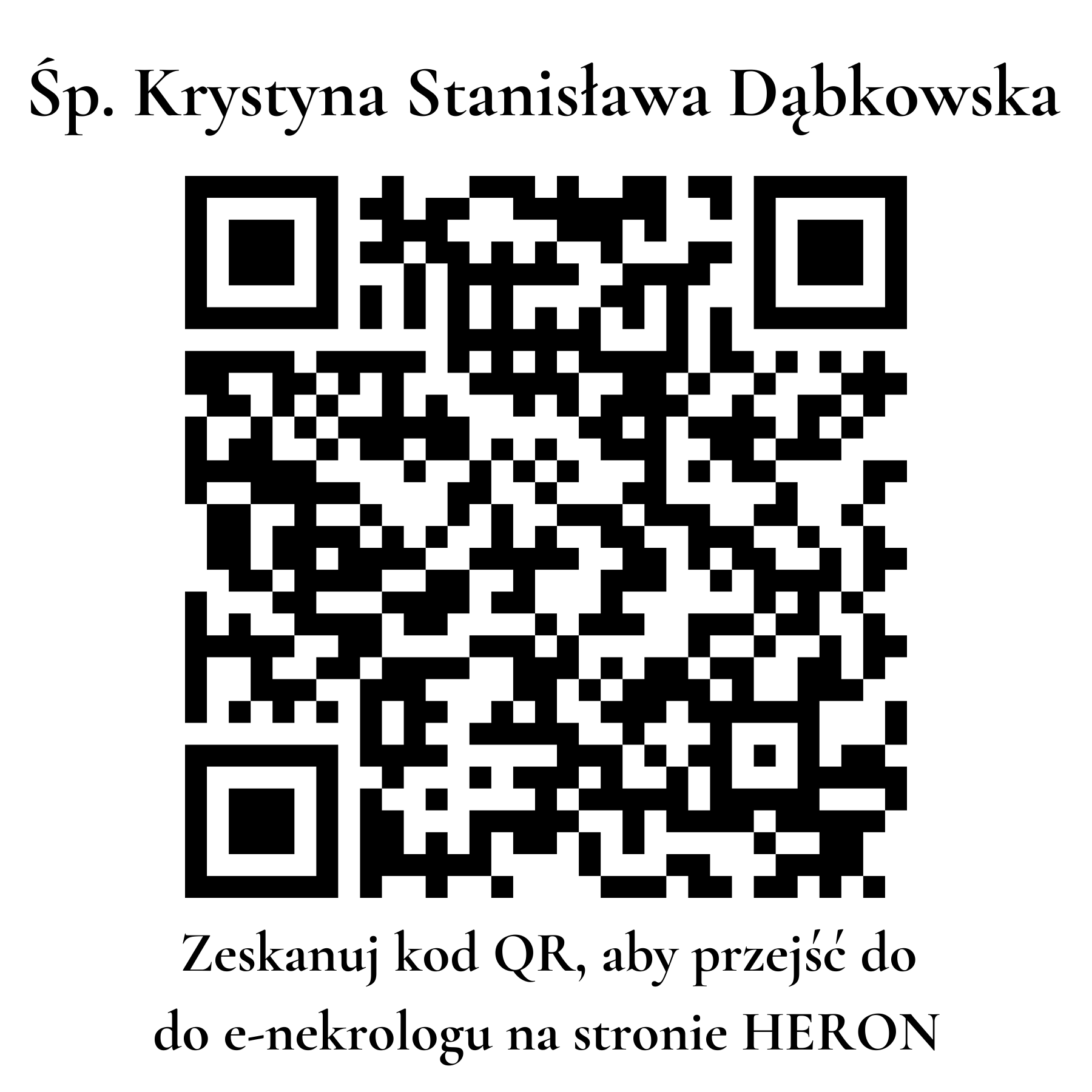 Kod QR do nekrologu Krystyna Stanisława Dąbkowska Kod QR do nekrologu Krystyna Stanisława Dąbkowska