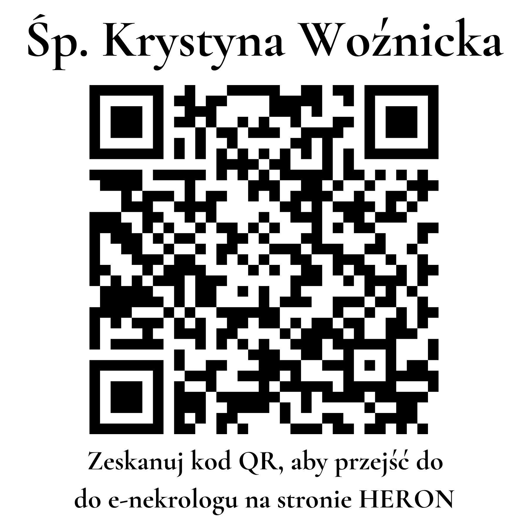 Kod QR do nekrologu Krystyna Woźnicka Kod QR do nekrologu Krystyna Woźnicka