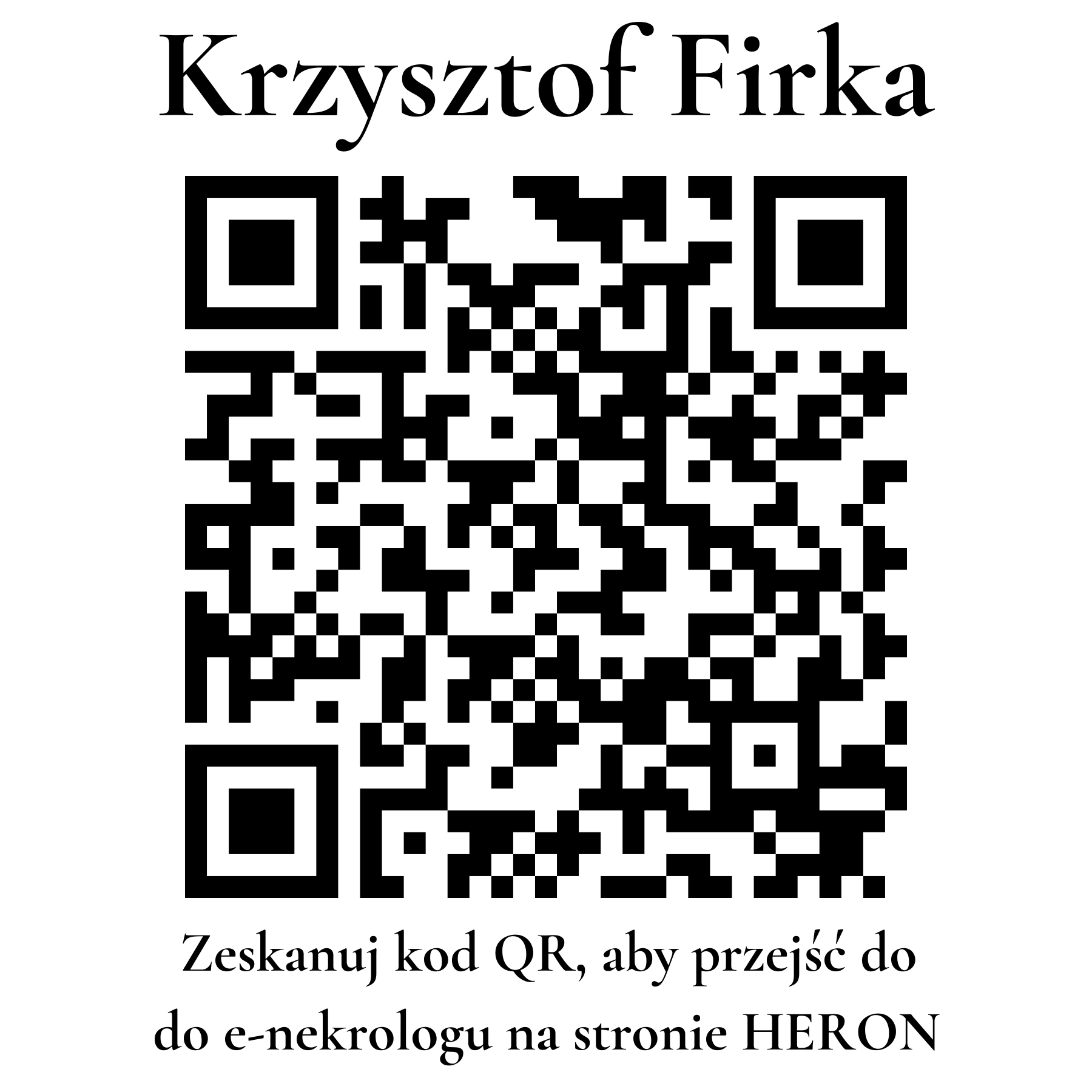 Kod QR do nekrologu Krzysztof Firka Kod QR do nekrologu Krzysztof Firka
