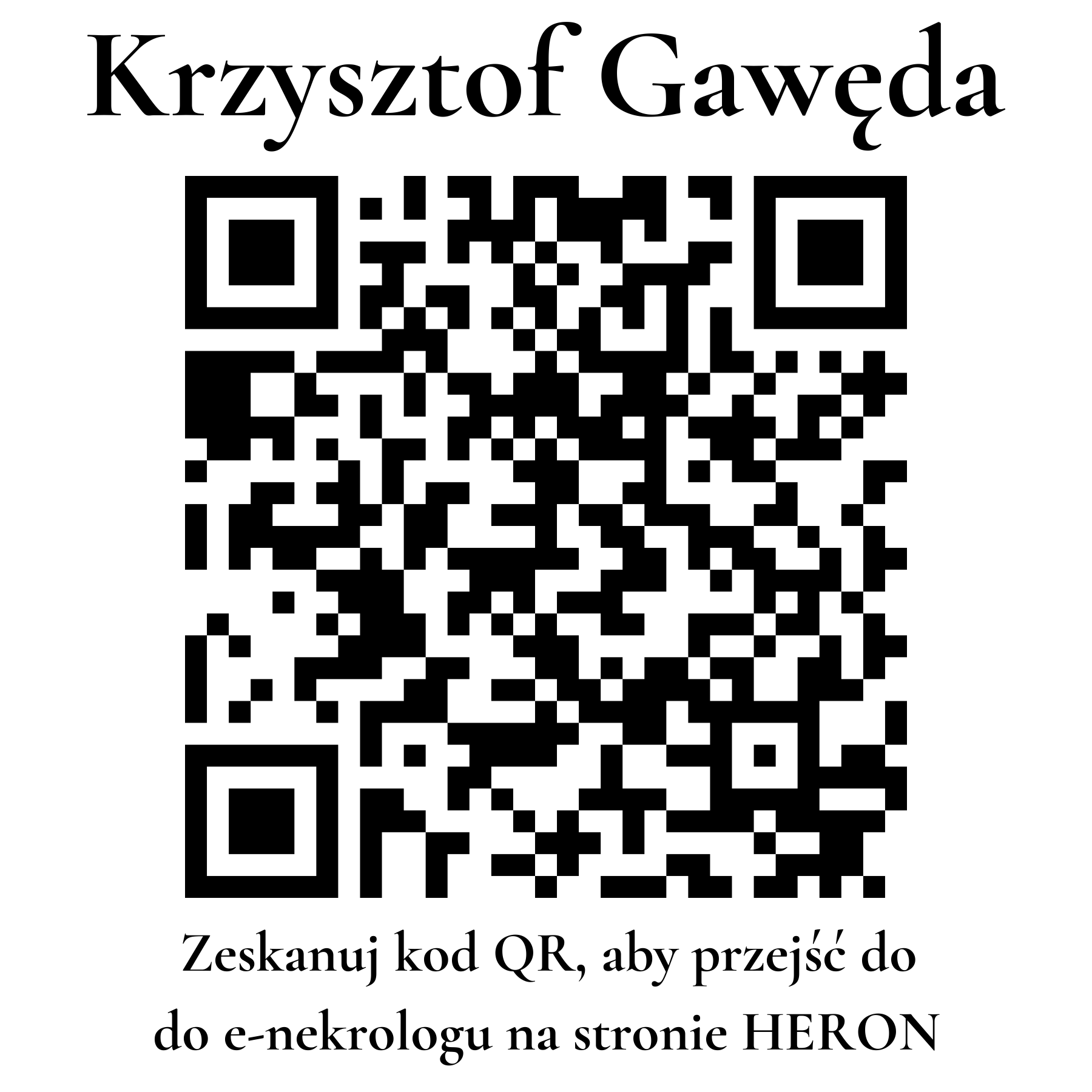 Kod QR do nekrologu Krzysztof Gawęda Kod QR do nekrologu Krzysztof Gawęda