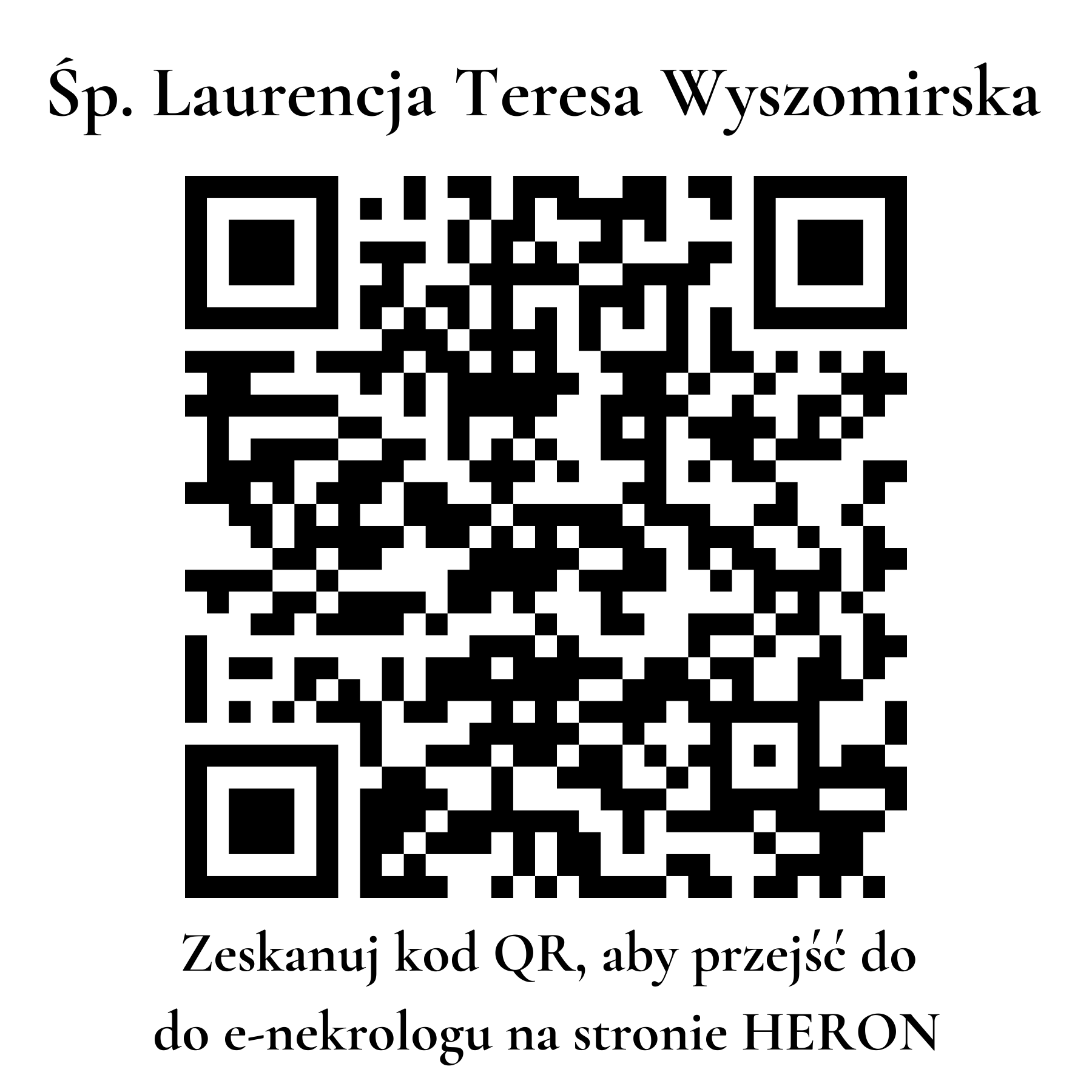 Kod QR do nekrologu Laurencja Teresa Wyszomirska