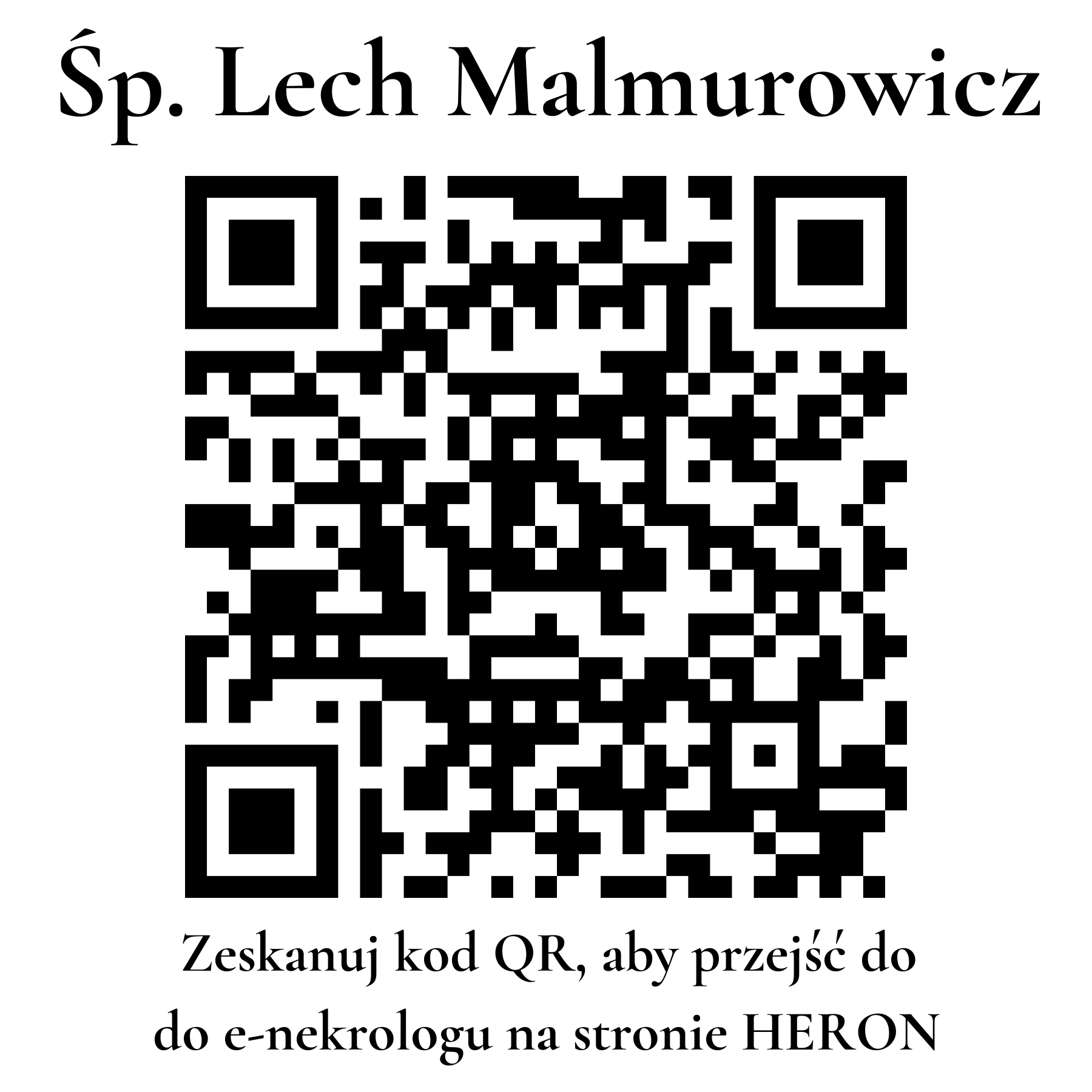Kod QR do nekrologu Lech Malmurowicz Kod QR do nekrologu Lech Malmurowicz