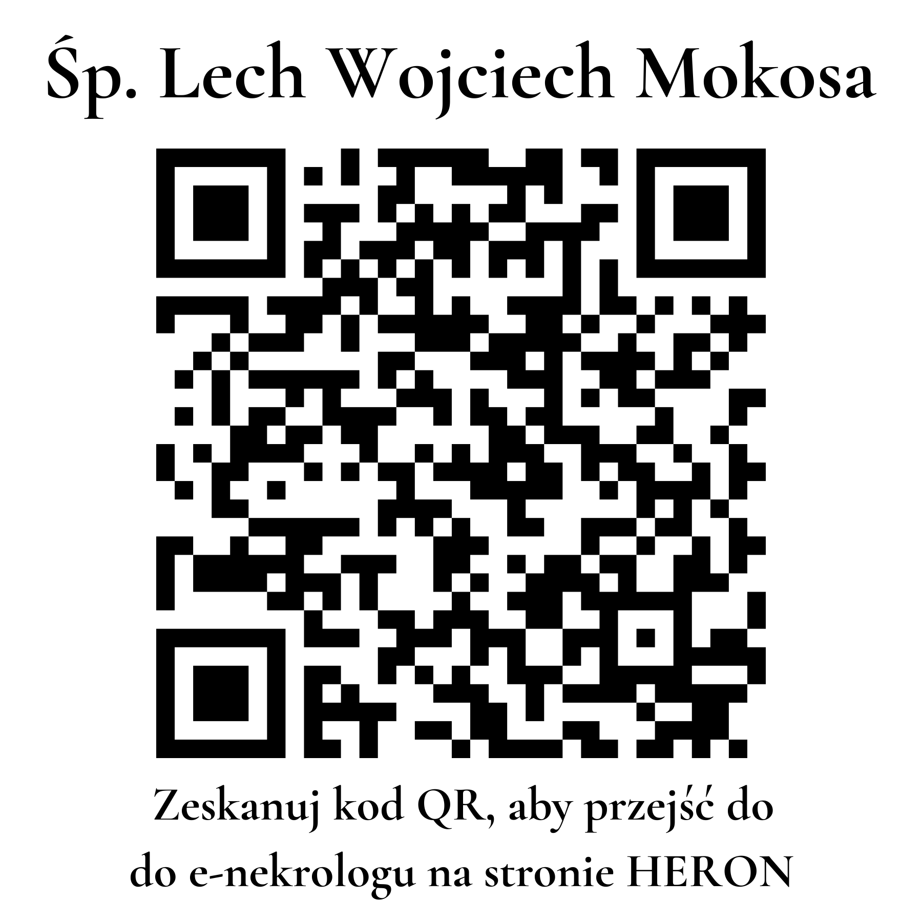 Kod QR do nekrologu Lech Wojciech Mokosa