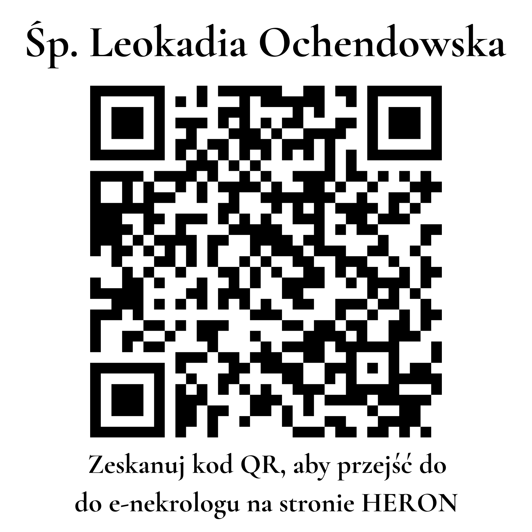 Kod QR do nekrologu Leokadia Ochendowska