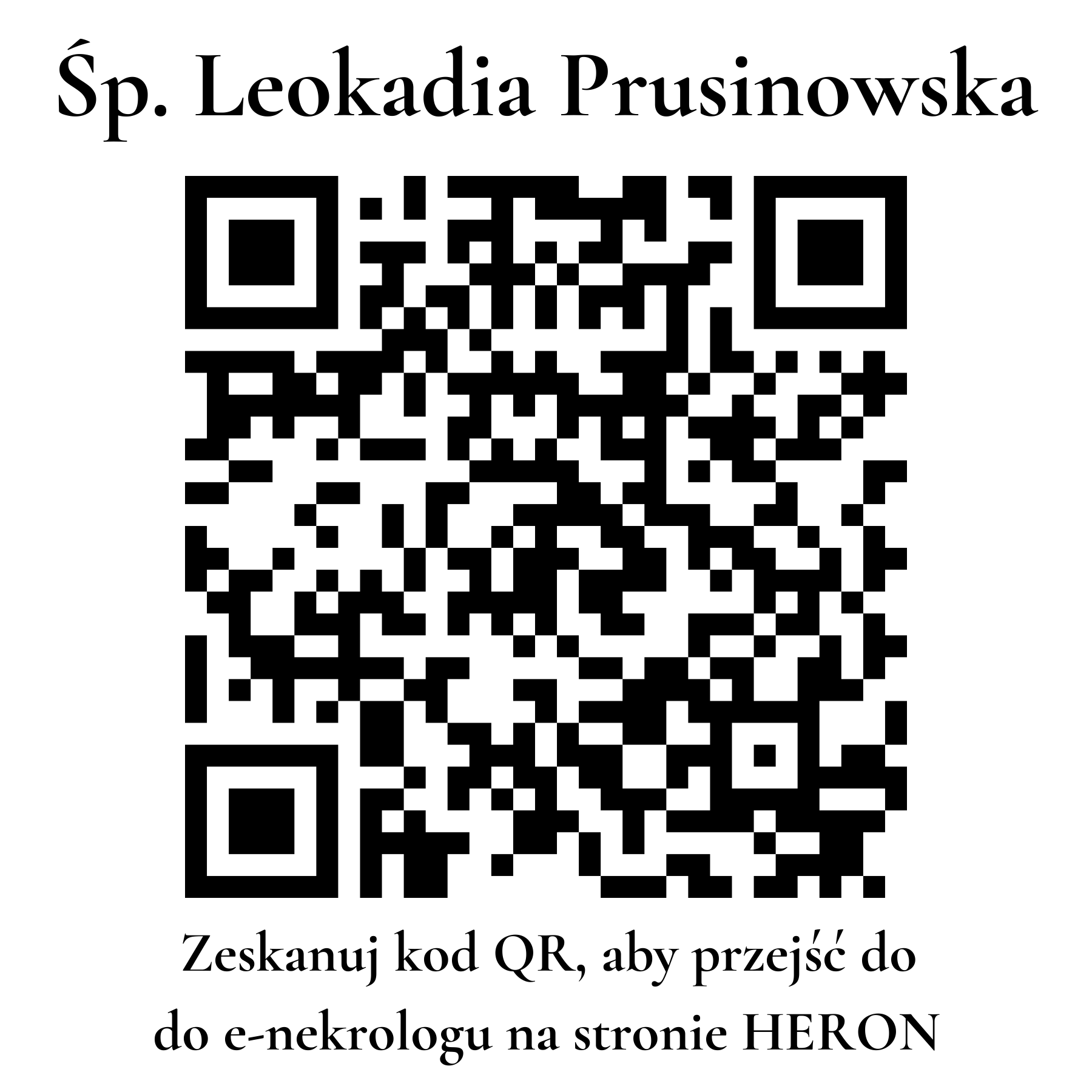 Kod QR do nekrologu Leokadia Prusinowska Kod QR do nekrologu Leokadia Prusinowska