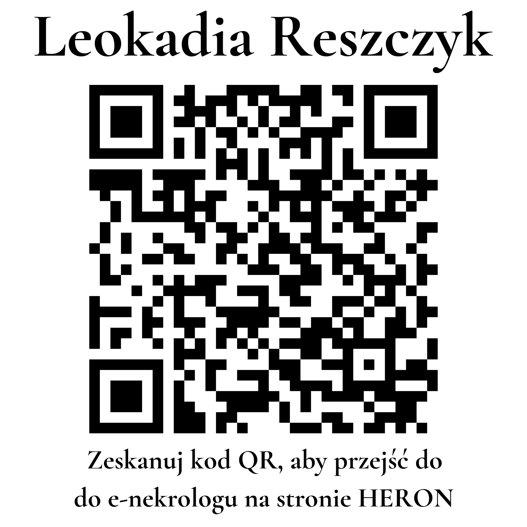 Kod QR do nekrologu Leokadia Reszczyk