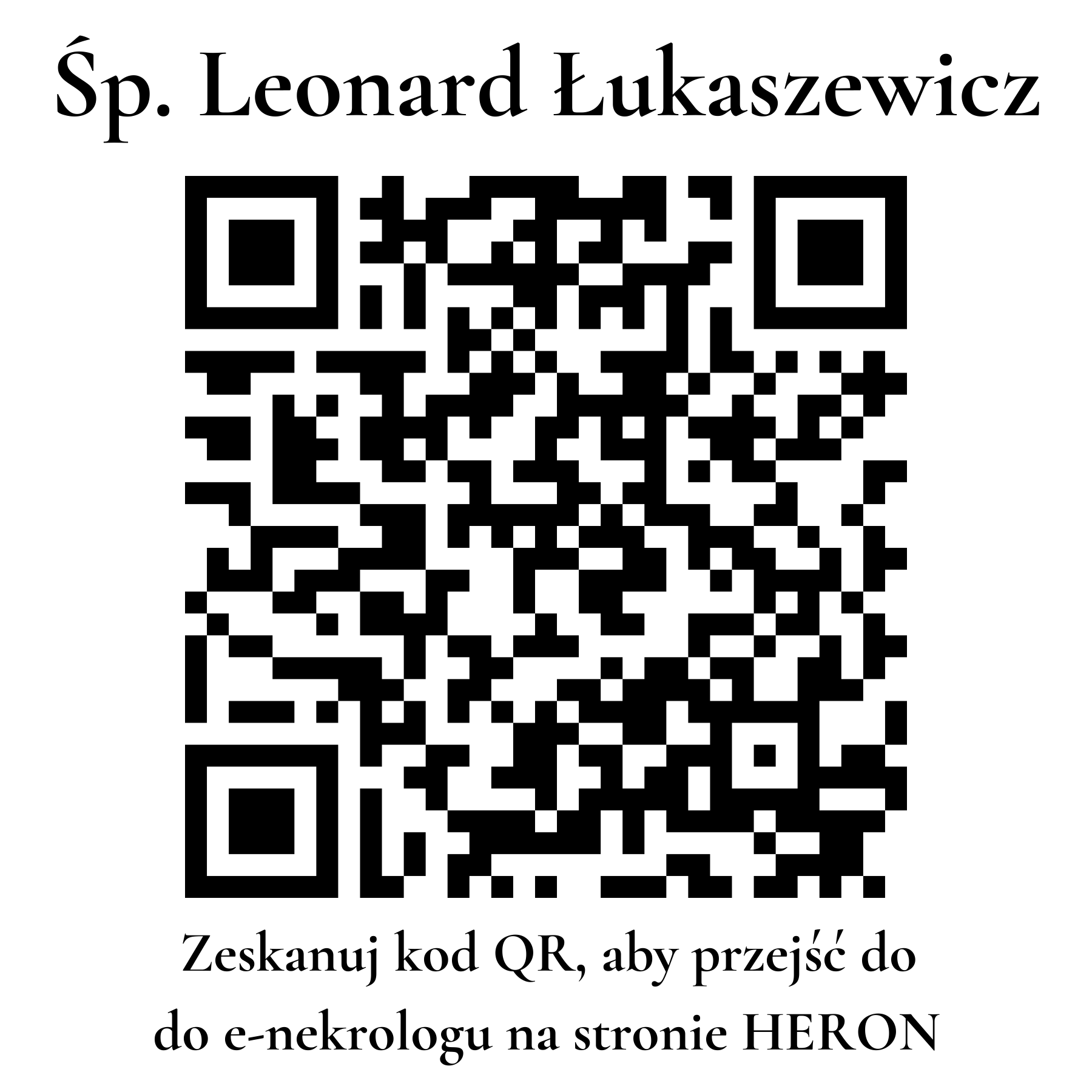 Kod QR do nekrologu Leonard Łukaszewicz Kod QR do nekrologu Leonard Łukaszewicz