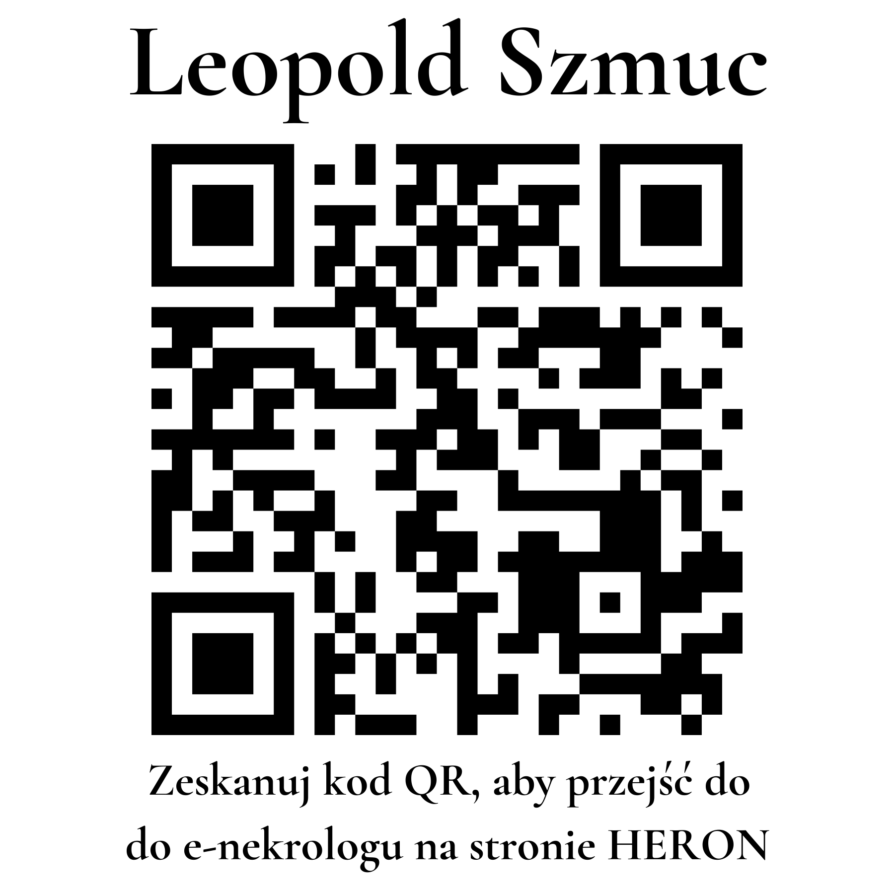 Kod QR do nekrologu Leopold Szmuc Kod QR do nekrologu Leopold Szmuc