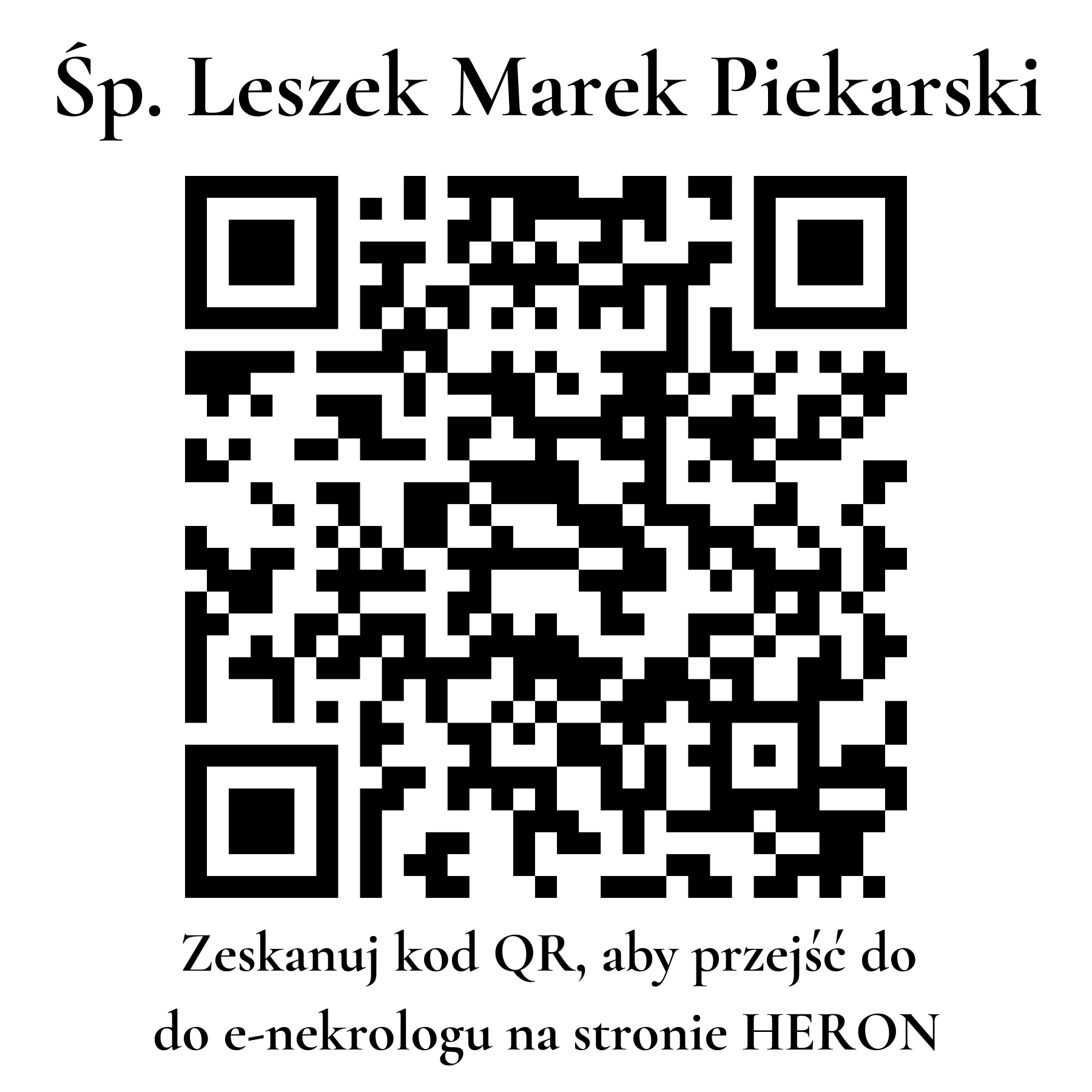 Kod QR do nekrologu Leszek Marek Piekarski