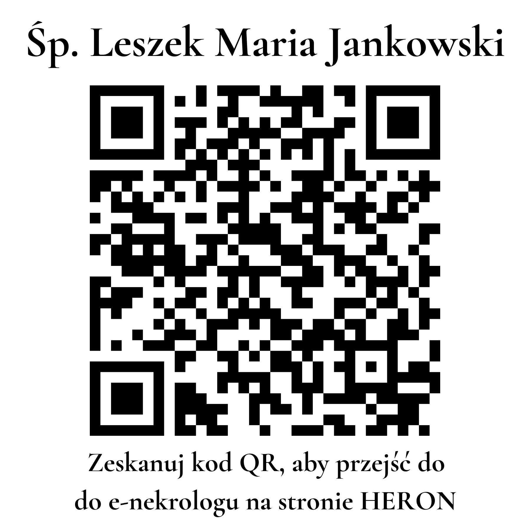 Kod QR do nekrologu Leszek Maria Jankowski Kod QR do nekrologu Leszek Maria Jankowski