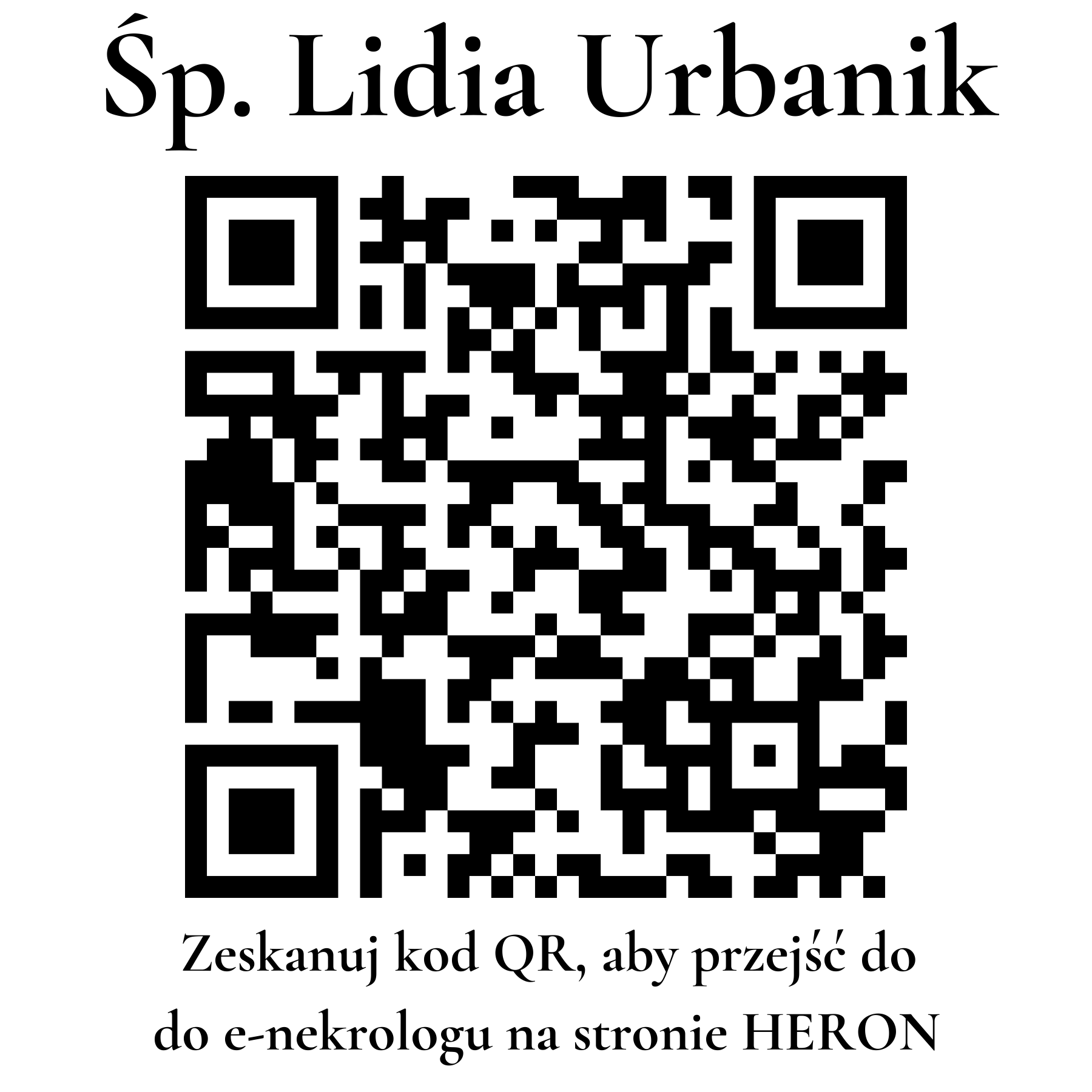 Kod QR do nekrologu Lidia Urbanik Kod QR do nekrologu Lidia Urbanik
