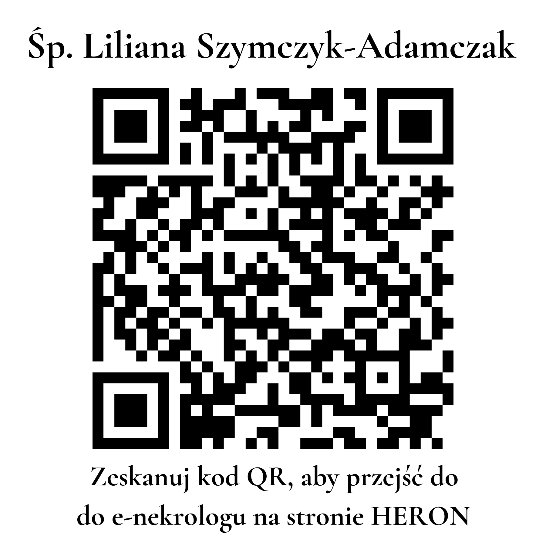 Kod QR do nekrologu Liliana Szymczyk-Adamczak