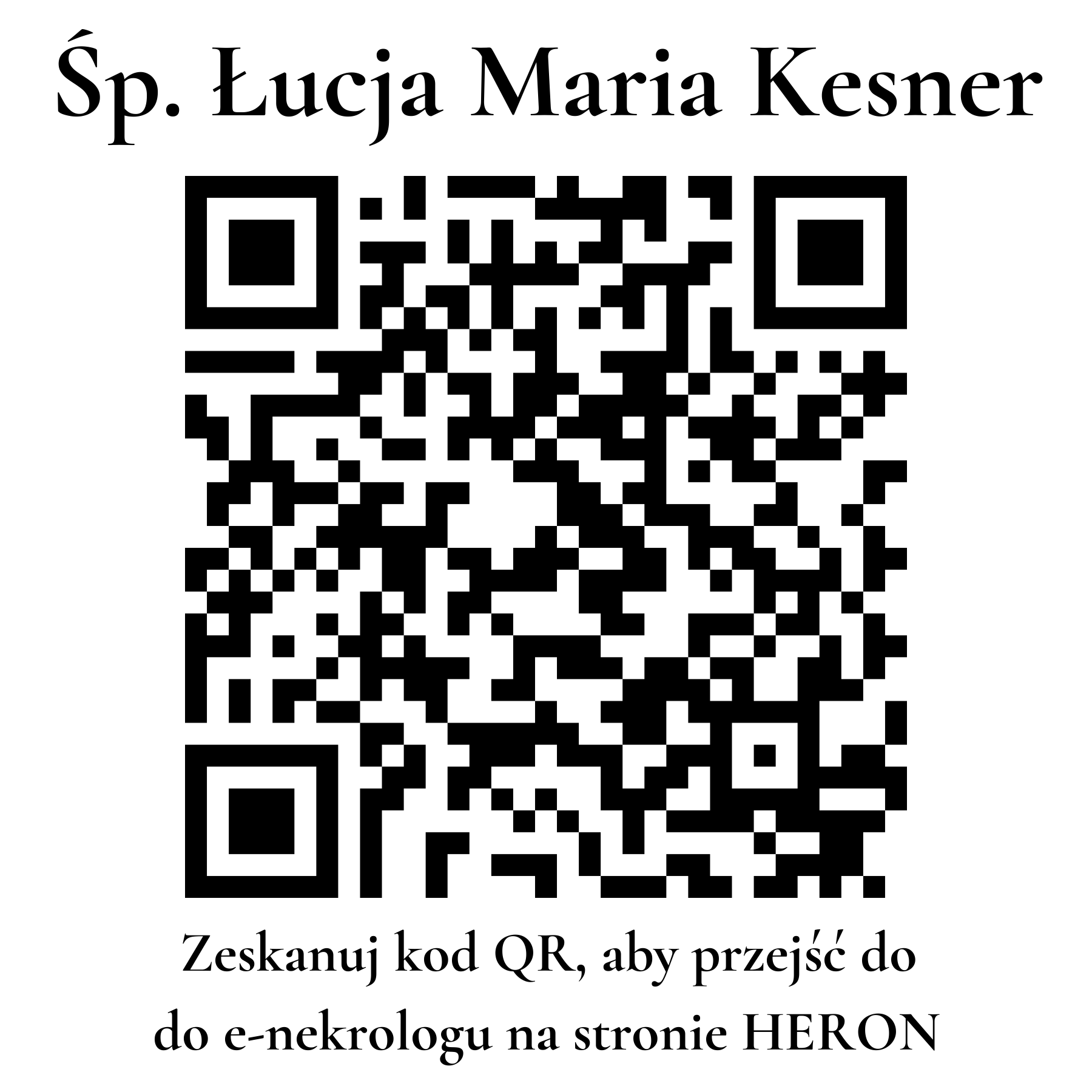 Kod QR do nekrologu Łucja Maria Kesner