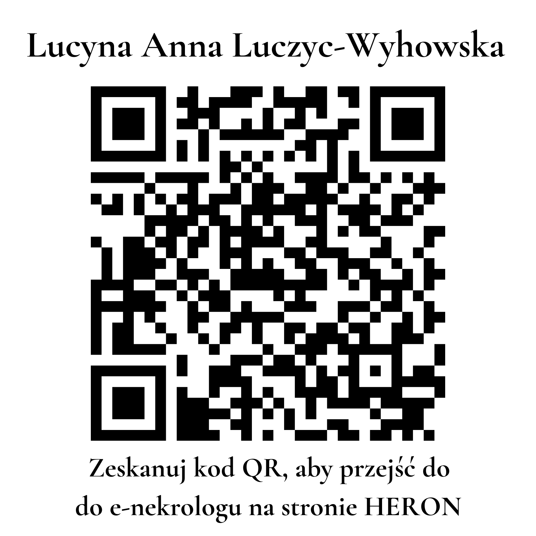 Kod QR do nekrologu Lucyna Anna Luczyc-Wyhowska