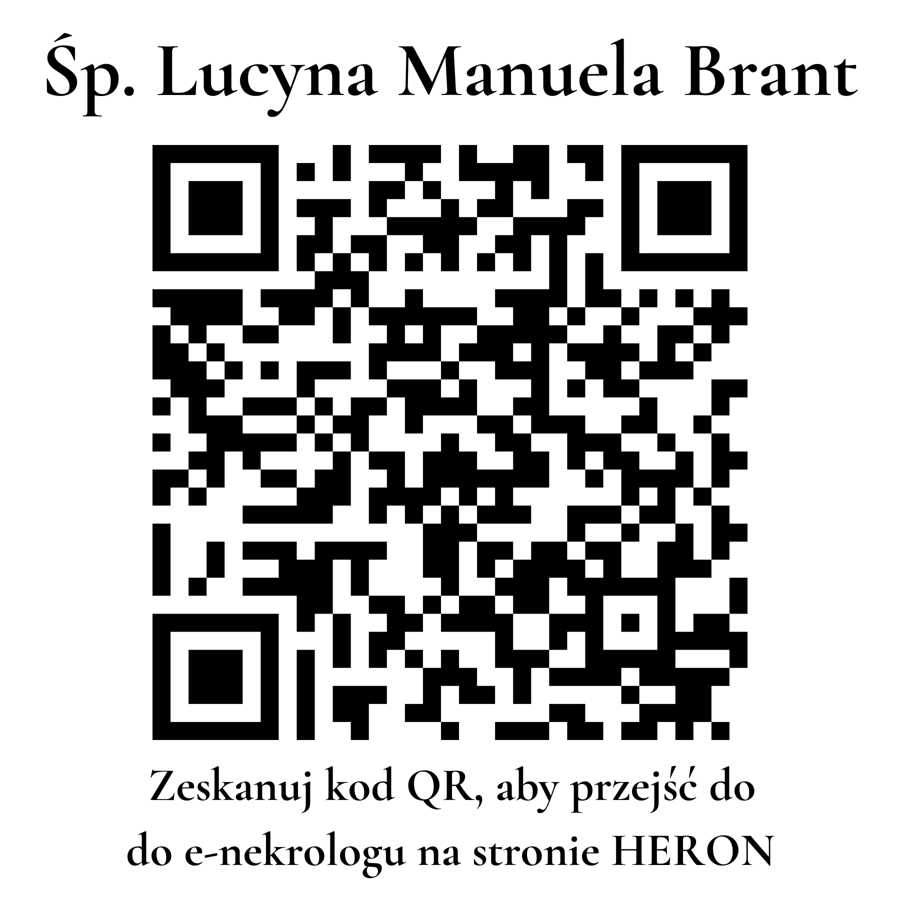 Kod QR do nekrologu Lucyna Manuela Brant